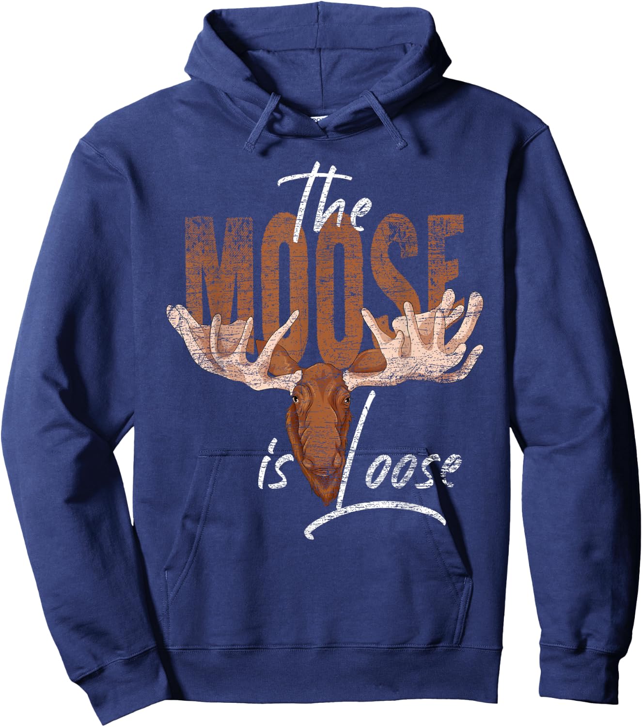 Forest Animal Lovers Scandinavia Wild Animal Funny Moose Hoodie - Hoodie | Navy