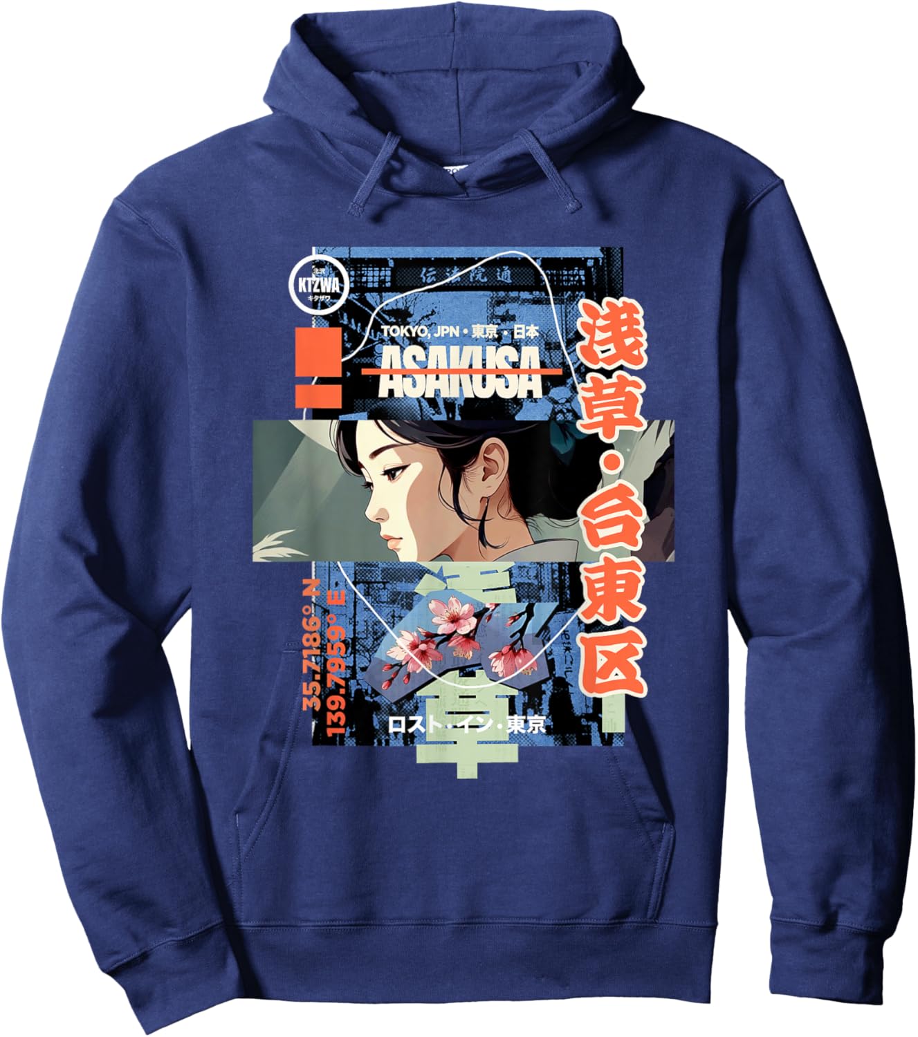 Japanese Retro Vintage 90s 80s Streetwear Tokyo Anime Manga Hoodie - Hoodie | Navy