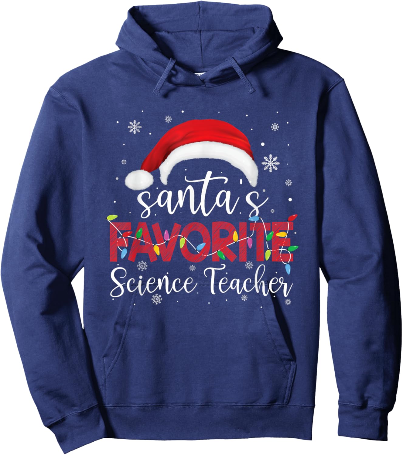 Ugly Sweater Christmas Santa's Favorite Science Teacher Xmas Women Hoodie - Hoodie | Navy