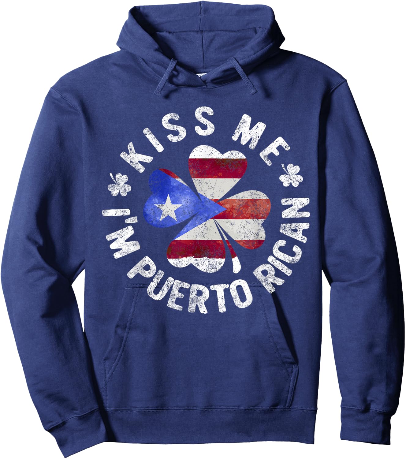 Kiss Me I'm Puerto Rican Patrick's Day Puerto Rico Hoodie - Hoodie | Navy