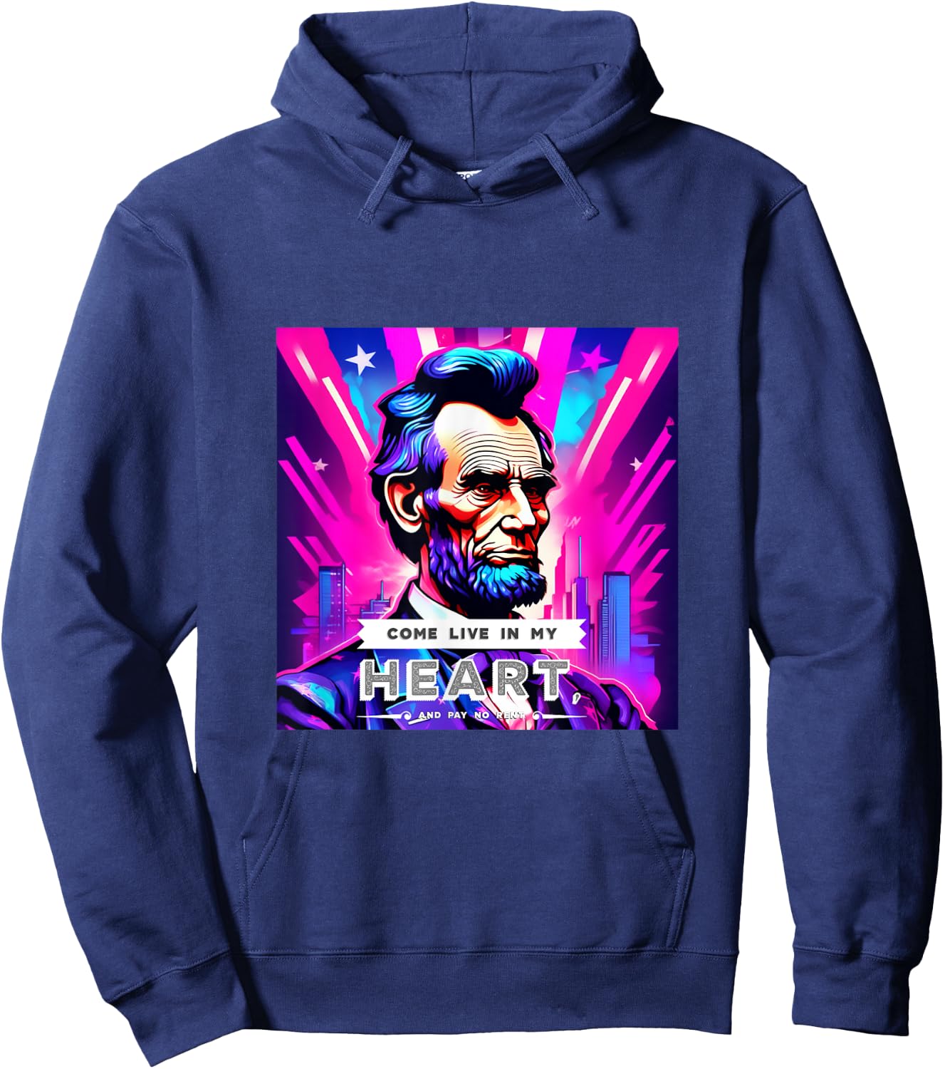 Patriotic Abraham Lincoln Graphic Inspiring Quote Design Hoodie - Hoodie | Navy
