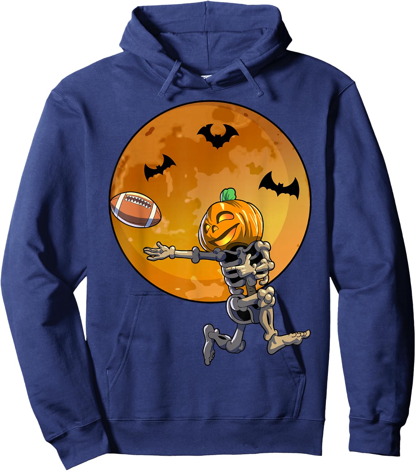 Football Skeleton Halloween Men Boys Football Halloween Hoodie - Hoodie | Navy
