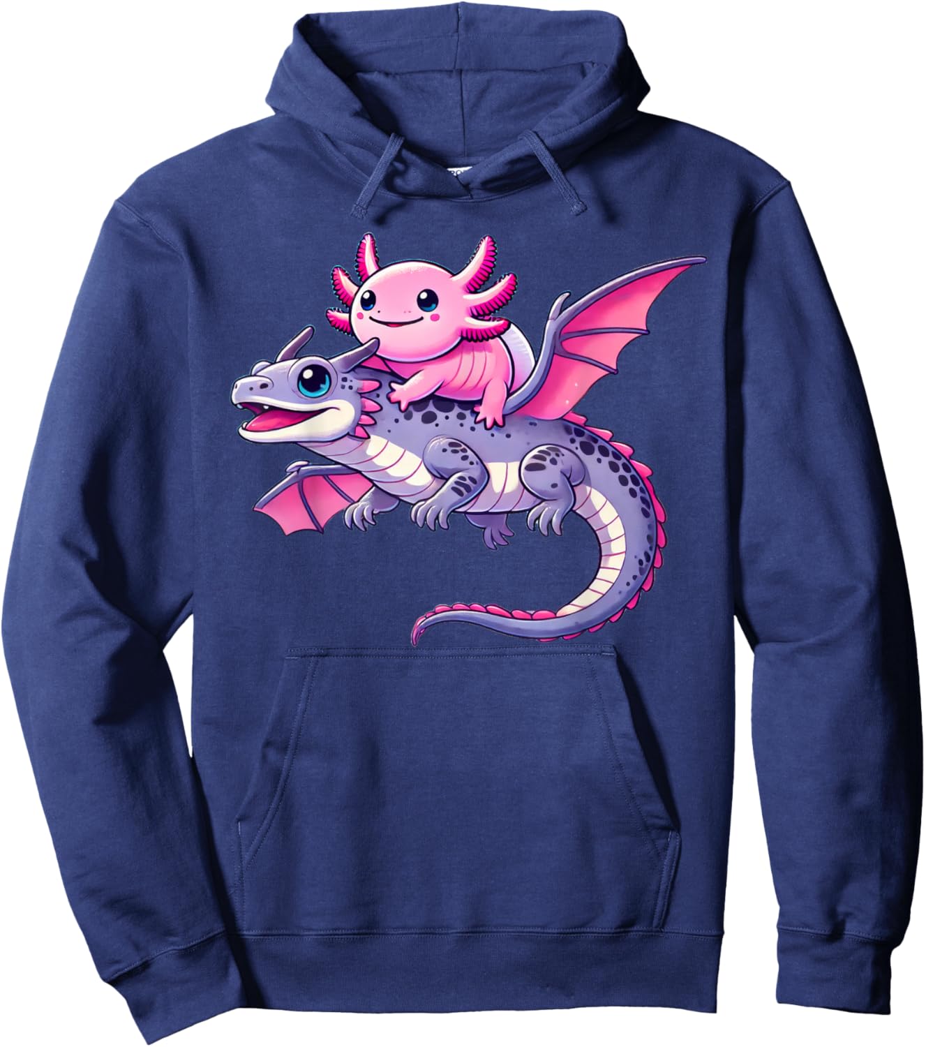 Anime Kawaii Axolotl Dragon Hoodie - Hoodie | Navy