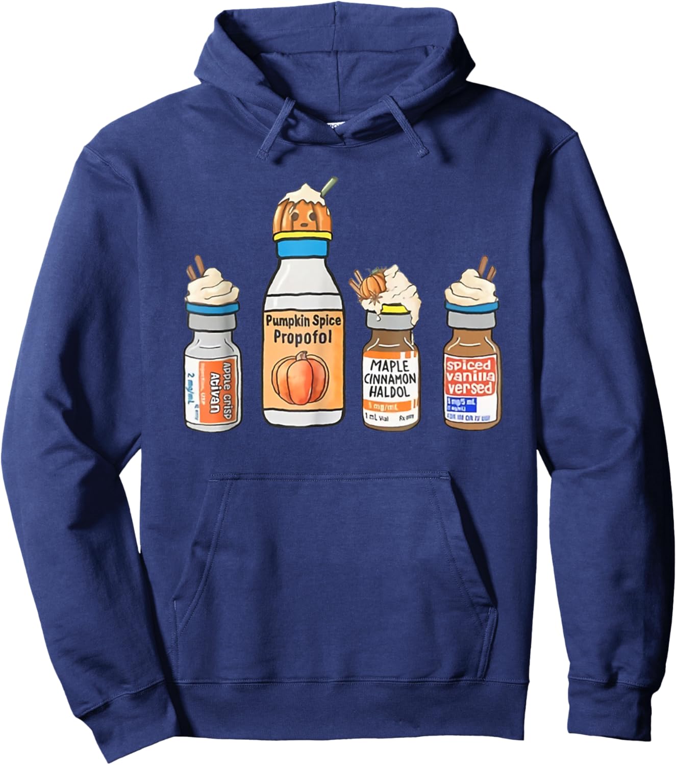 Pumpkin Spice Propofol Cute Halloween Nurse ER ED ICU RN Hoodie - Hoodie | Navy