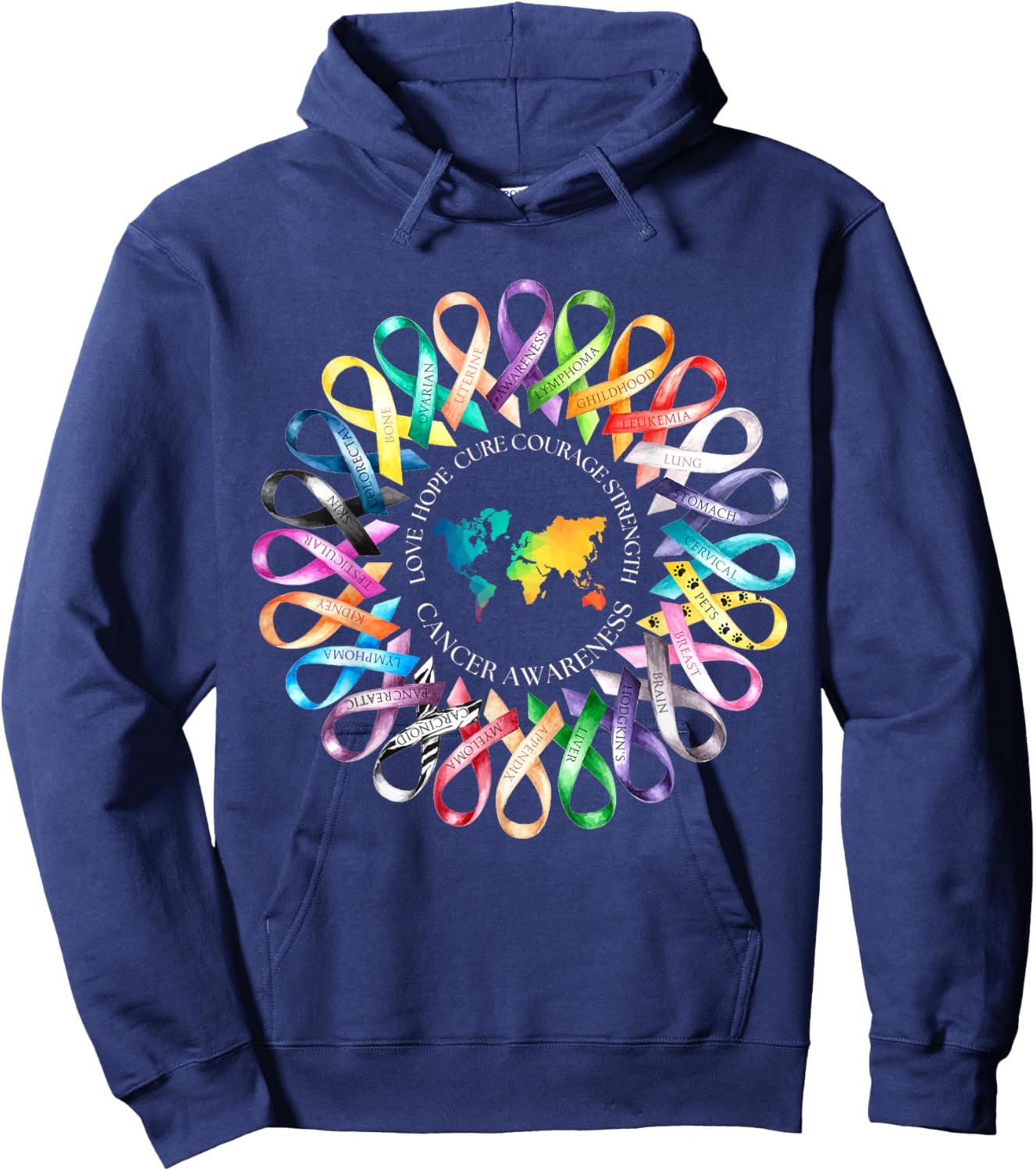 All Cancer Matters Survivors Awareness Fight Ribbon Support Hoodie - Hoodie | Navy