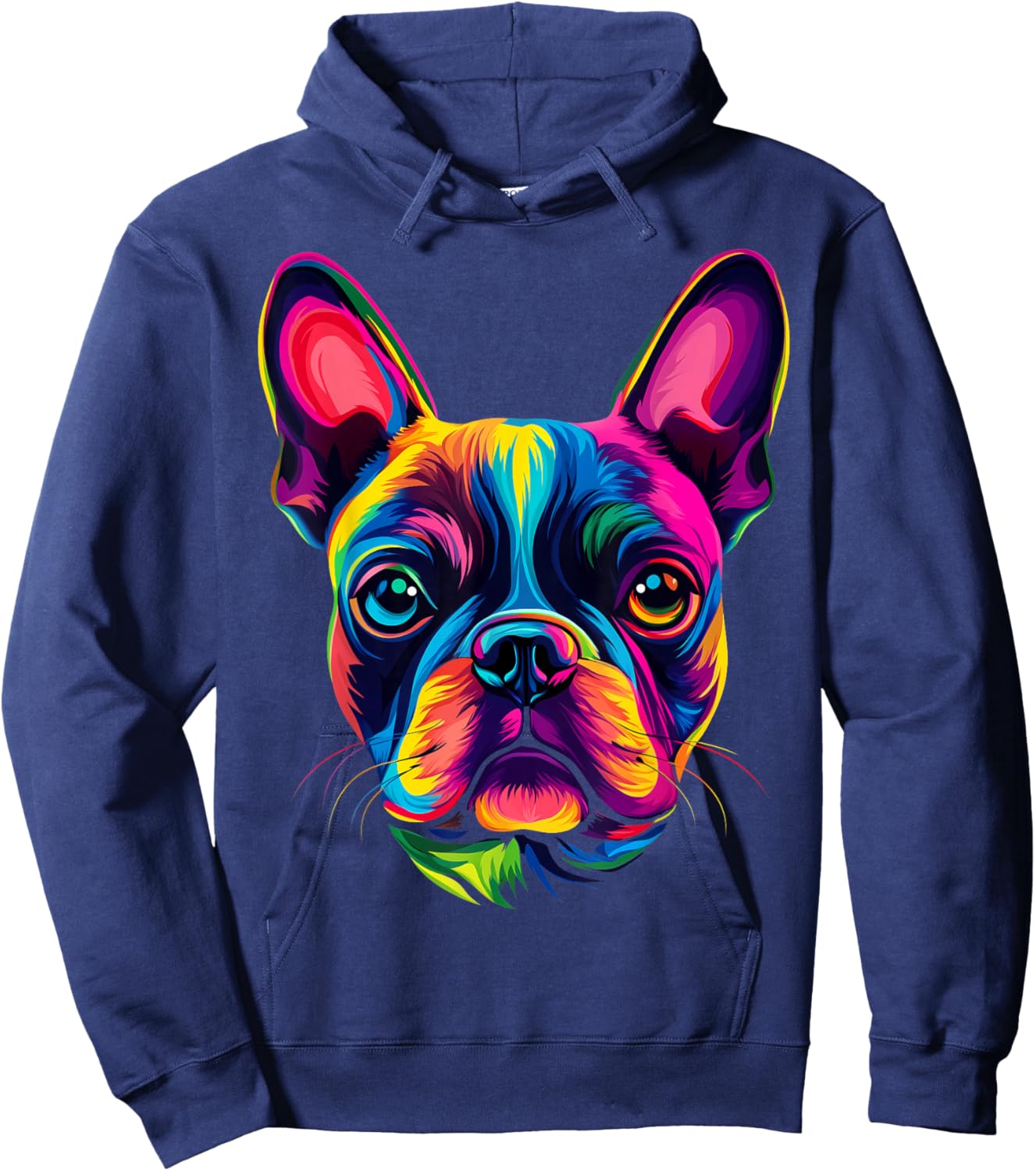 Colorful Boston Terrier Face Cute Dog Lover Men Women Black Hoodie - Hoodie | Navy