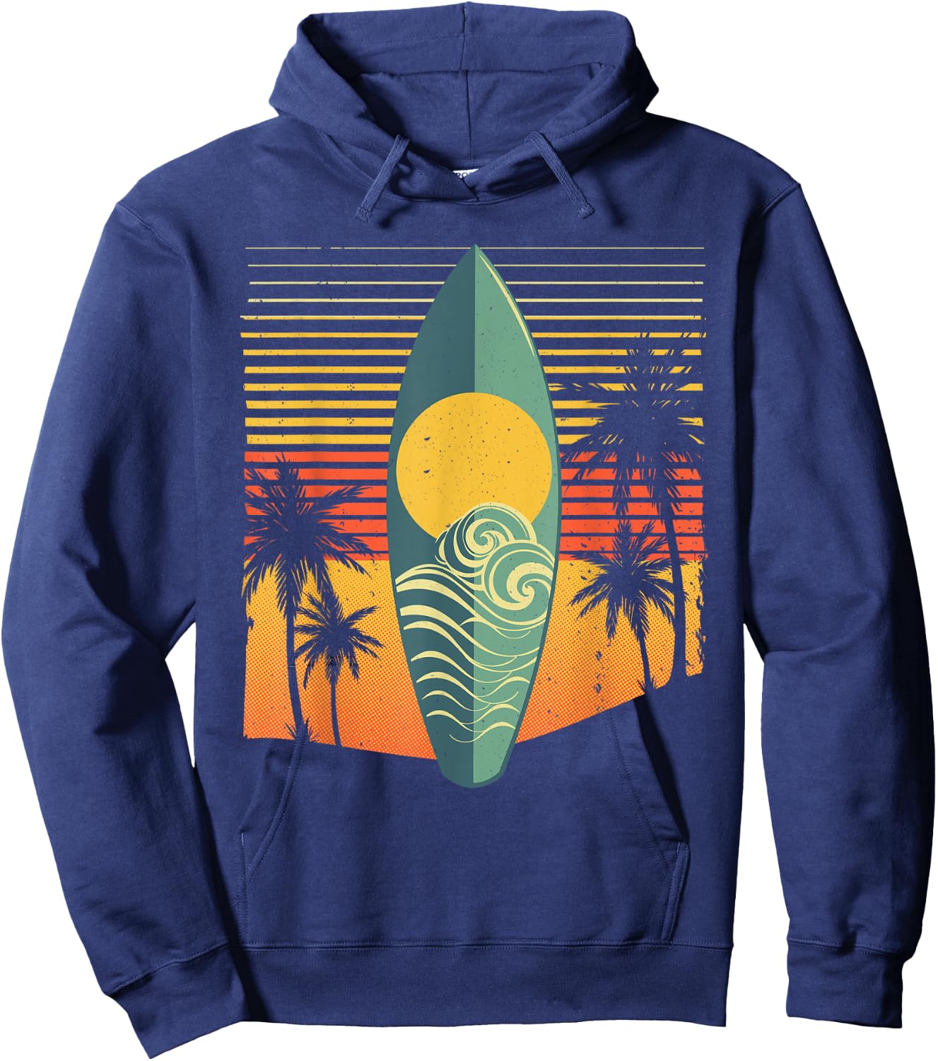 Cool Surfboard Women Surfer Retro Surf Sunset Beach Hoodie - Hoodie | Navy