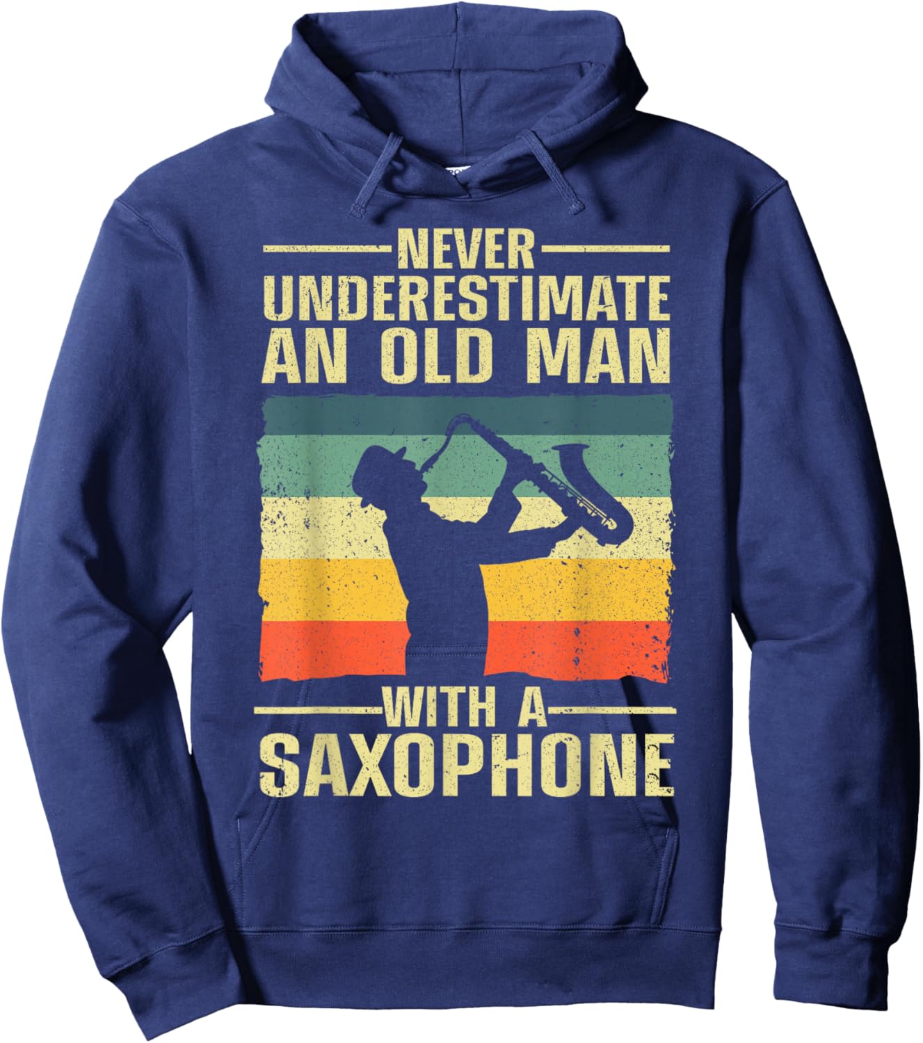 Funny Saxophone Design Dad Orchestra Saxophone Lover Hoodie - Hoodie | Navy
