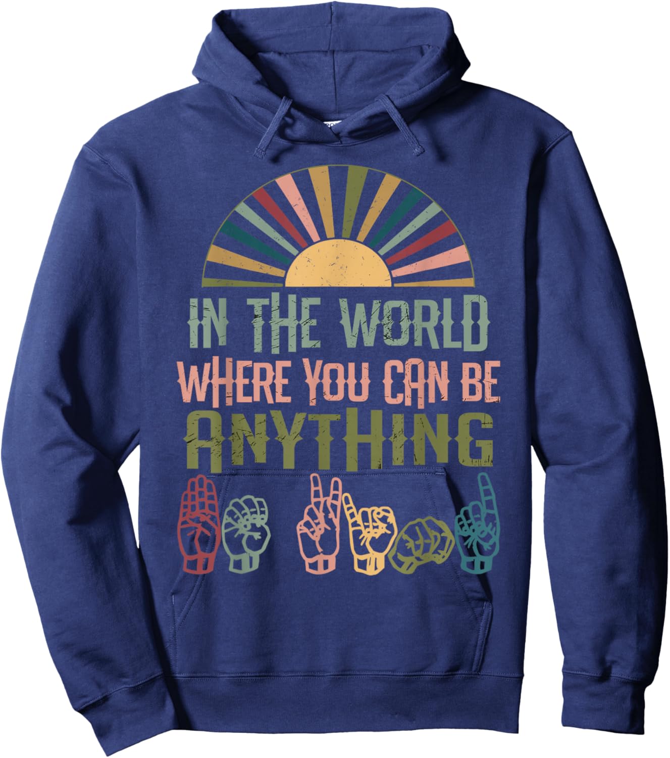 Sign Language Deaf Awareness Kindness ASL Lenguaje de Señas Hoodie - Hoodie | Navy