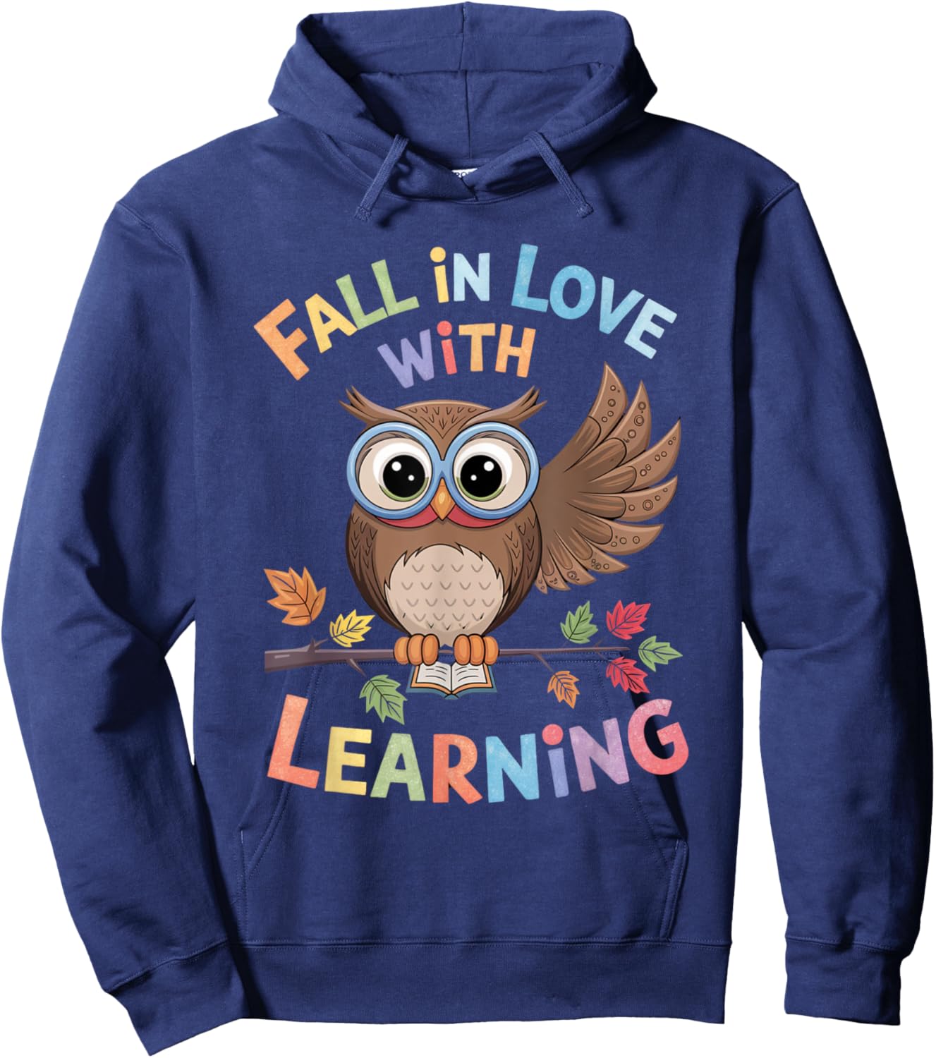 Fall In Love With Learning Owl Funny Thanksgiving Teacher Hoodie - Hoodie | Navy