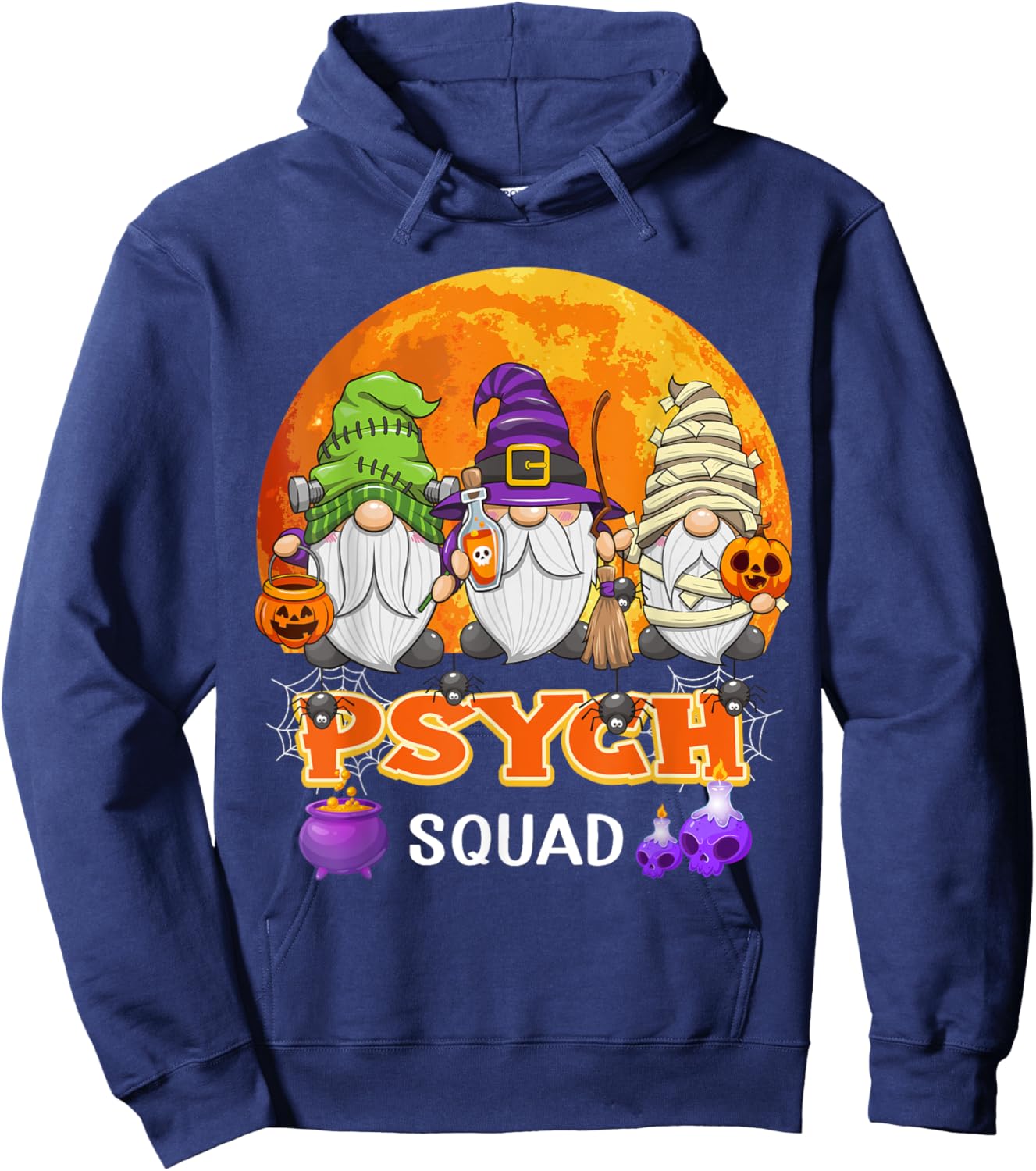 Psych Squad Halloween Psychiatric Nurse Gnome Matching Hoodie - Hoodie | Navy