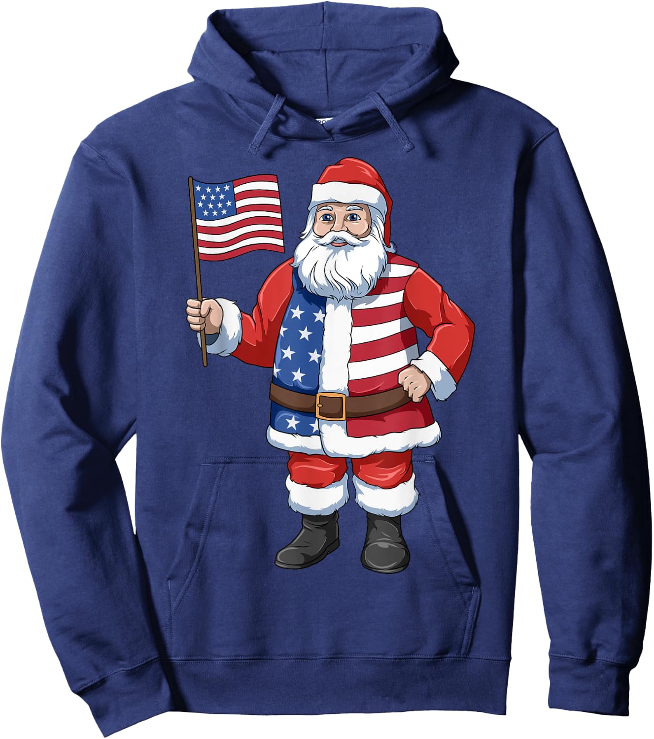 Patriotic Santa American 4th of July Santa American Flag Hoodie - Hoodie | Navy
