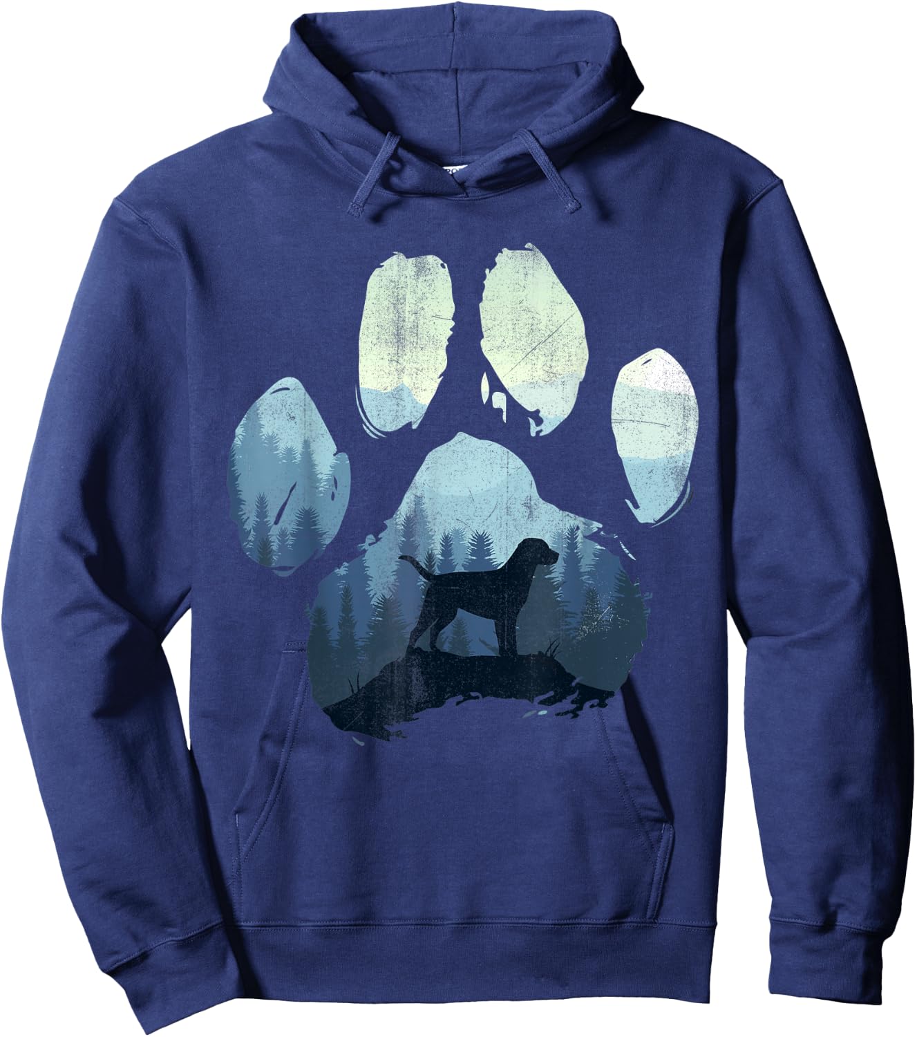 Chocolate Labrador Dog Paw Mom Dad Mountains Women Kids Hoodie - Hoodie | Navy