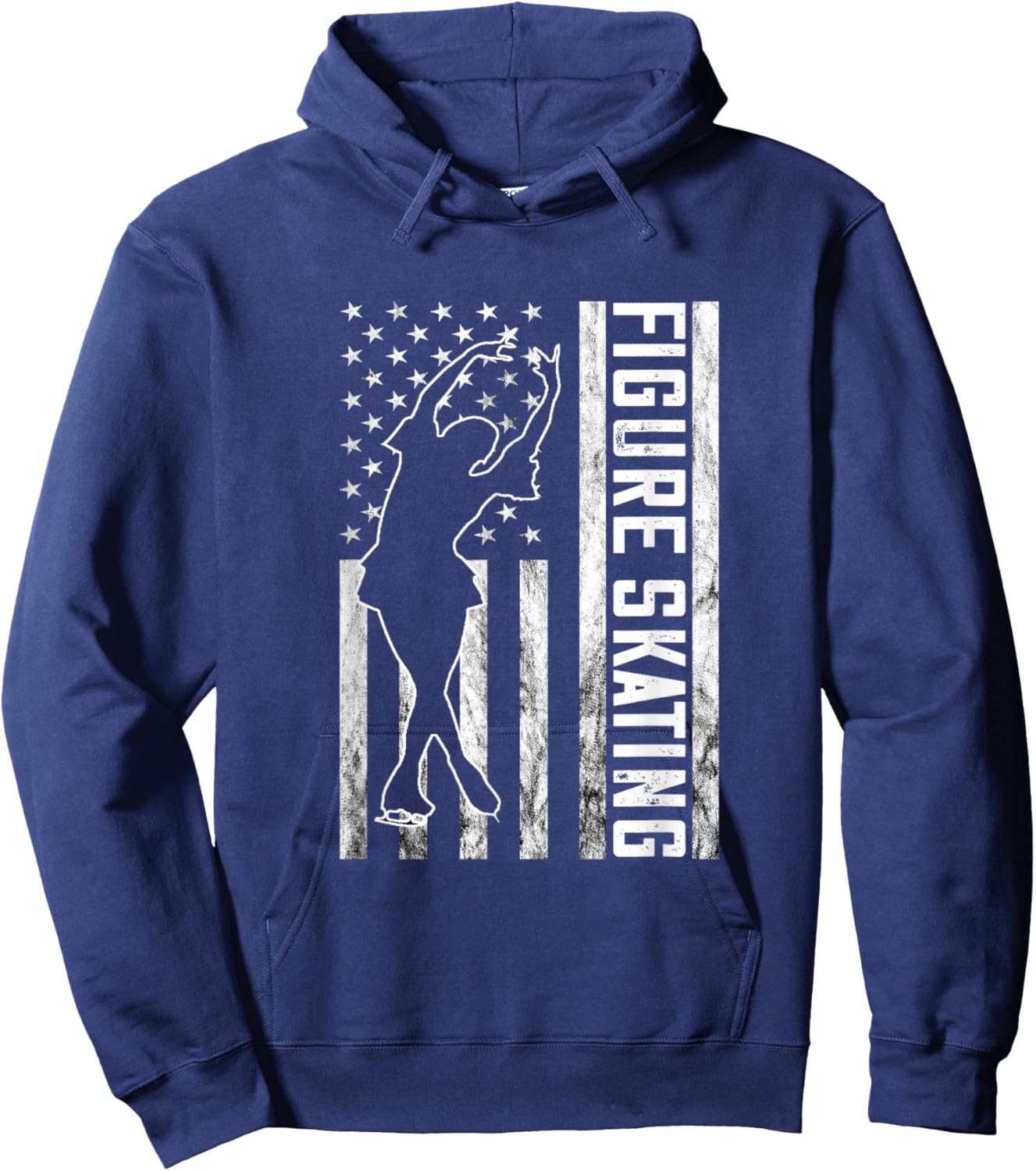Vintage Figure Skating America USA Flag Dance Ice Skating Hoodie - Hoodie | Navy