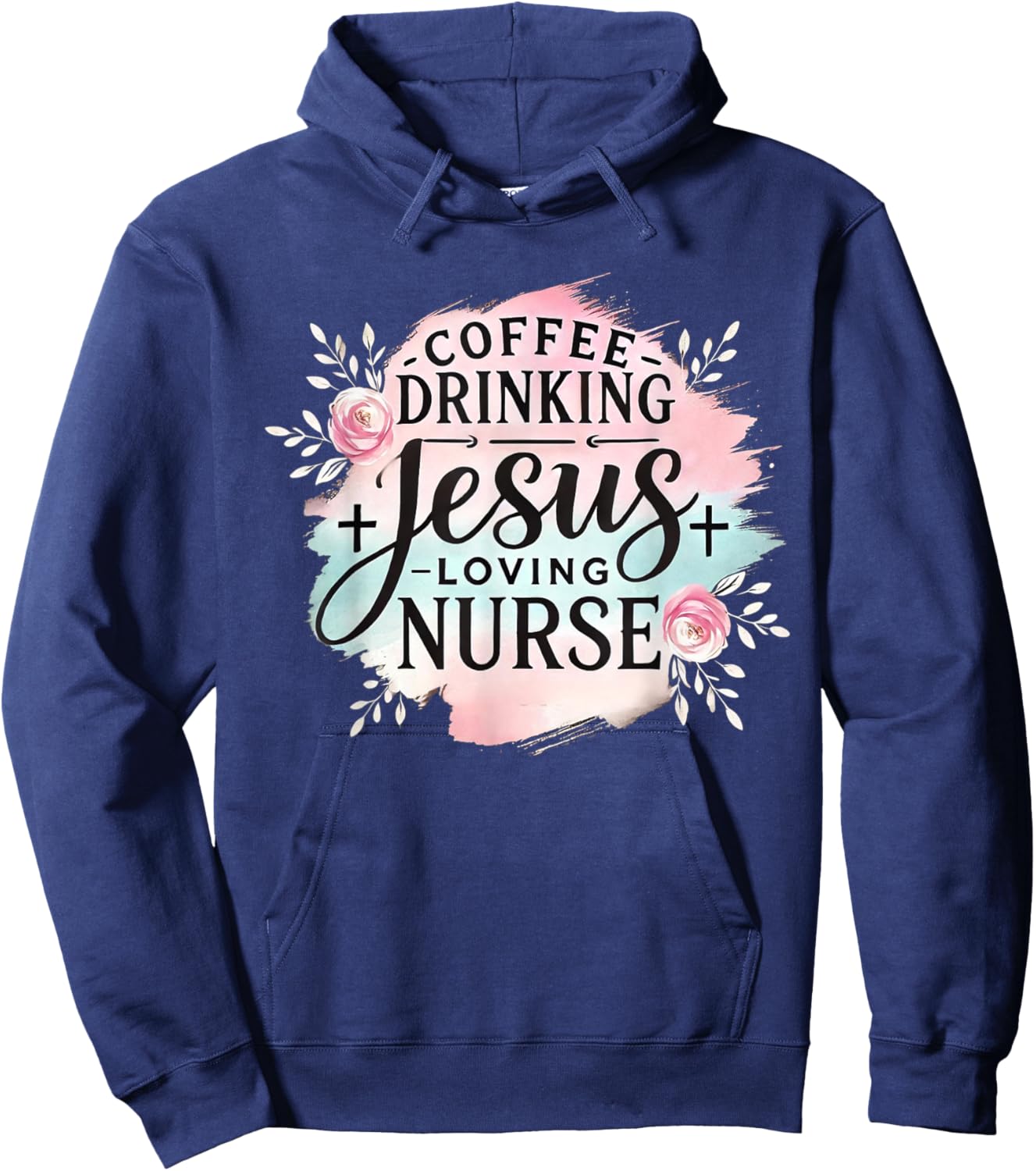 Coffee Drinking Jesus Loving Nurse Christian Humor Men Women Hoodie - Hoodie | Navy