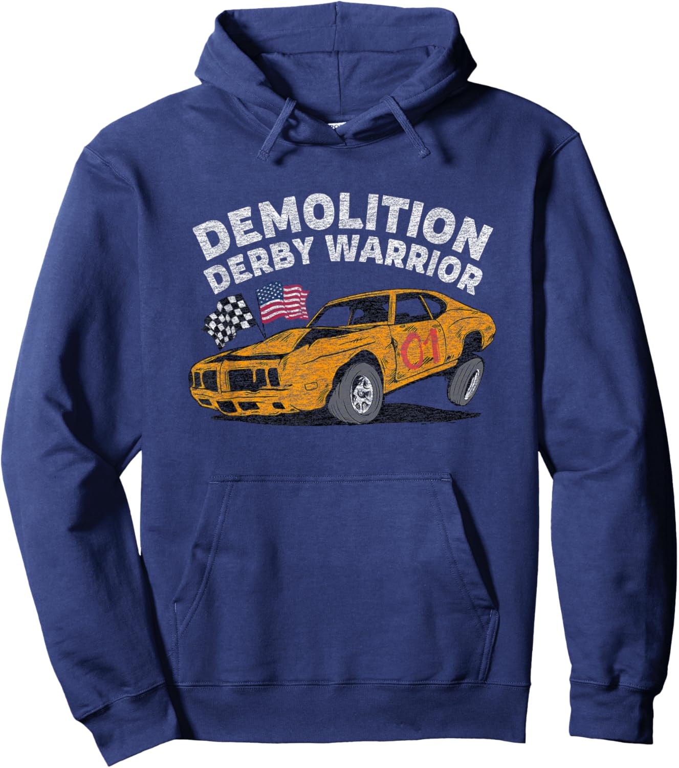Demolition Derby Car Driver Vintage Graphic Hoodie - Hoodie | Navy