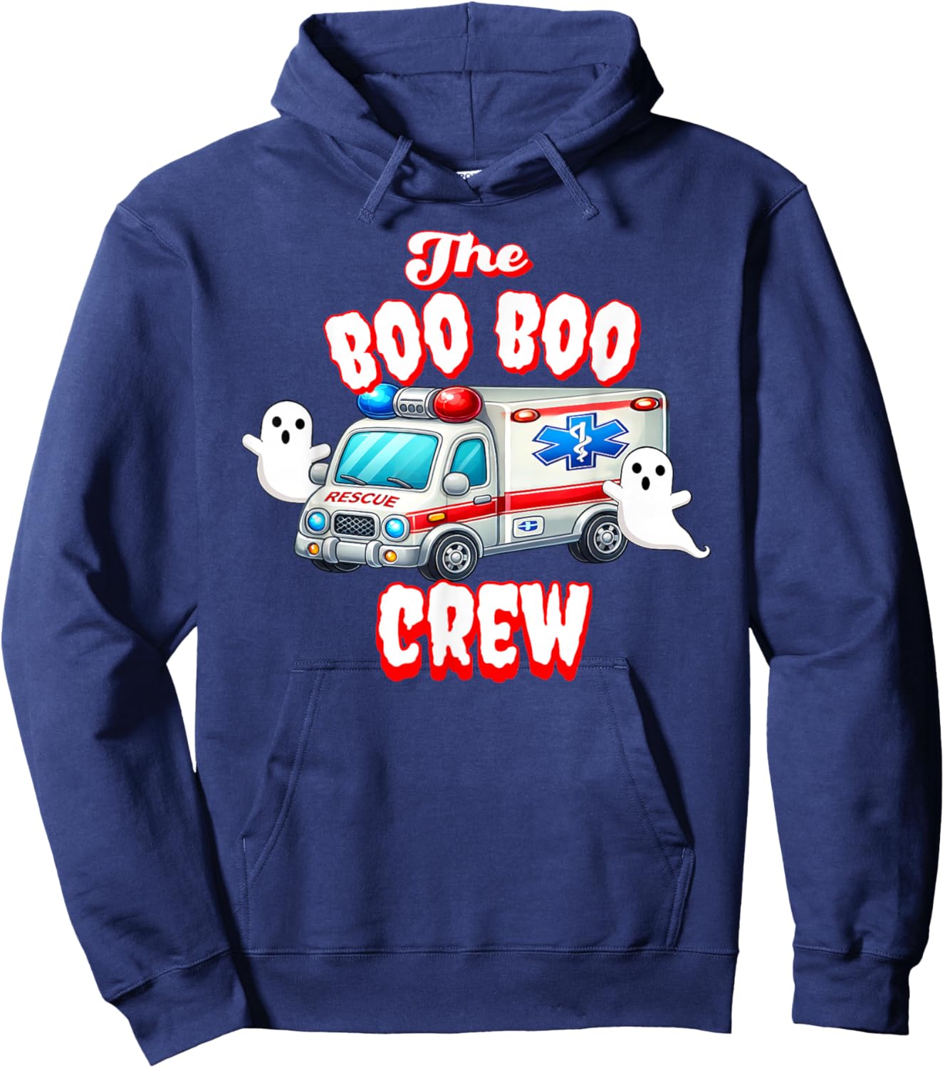 EMT Paramedic Boo Crew Ghost Halloween Nurse Scare Squad Hoodie - Hoodie | Navy