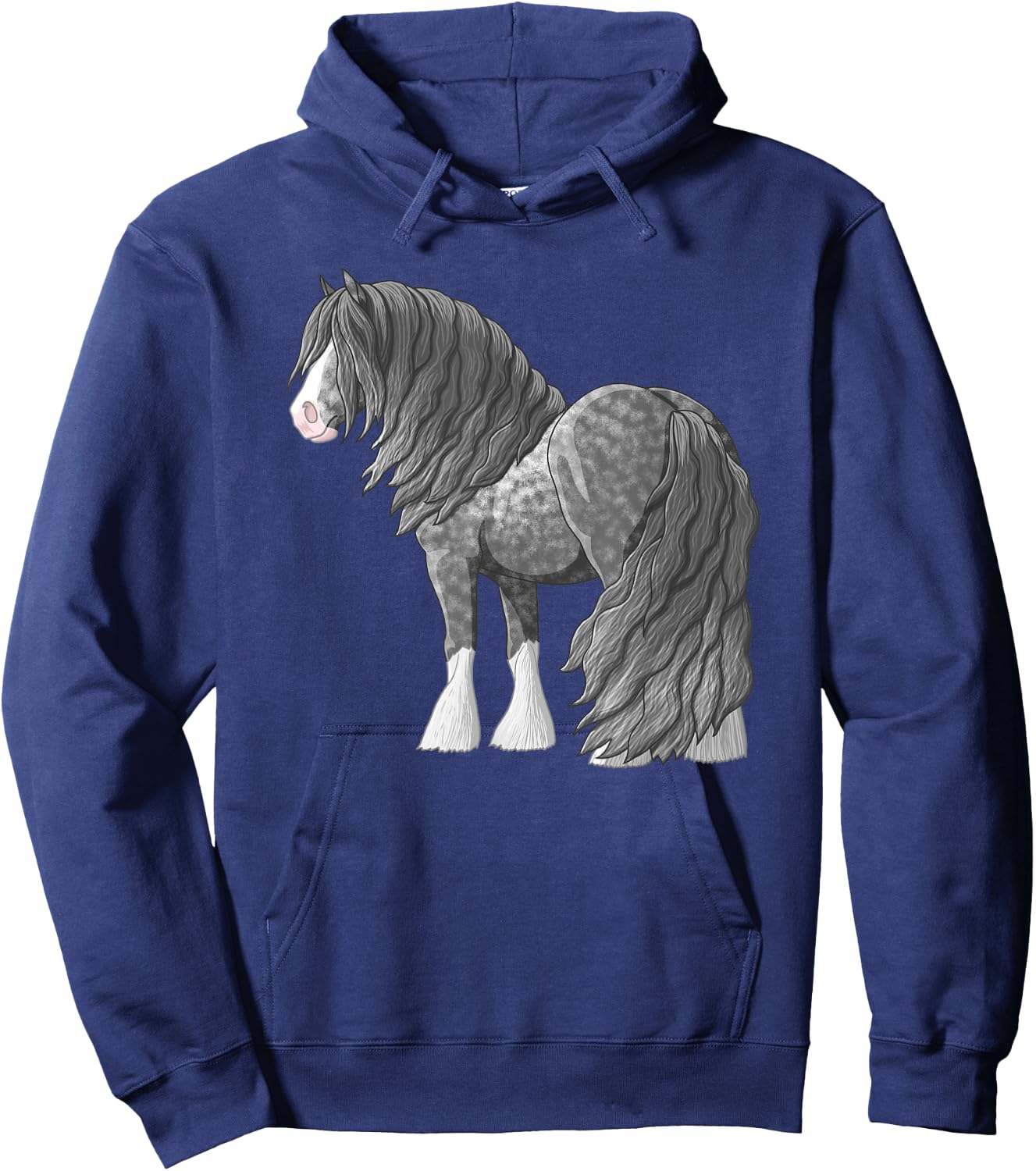 Dapple Gray Gypsy Vanner Irish Cob Draft Horse Hoodie - Hoodie | Navy