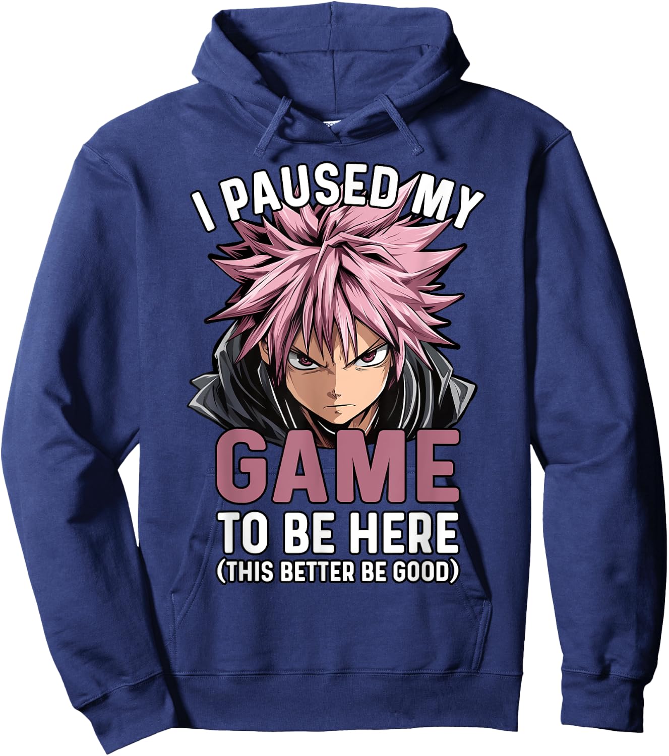 Video Gamer I Paused My Game Funny Teen Boys Anime Manga Hoodie - Hoodie | Navy