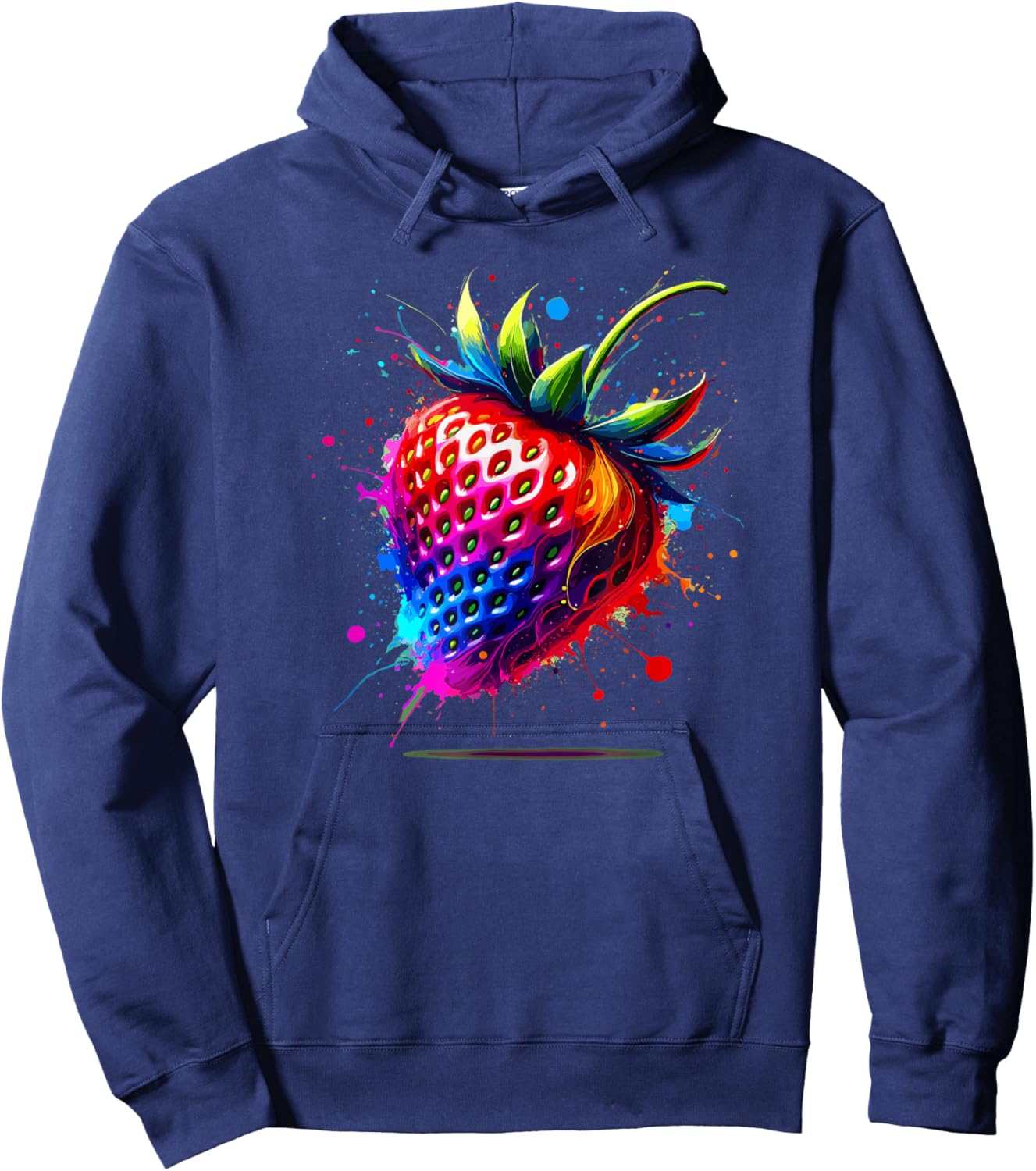 Farbenfrohe Splash Art Erdbeere Erdbeeren Hoodie - Hoodie | Navy