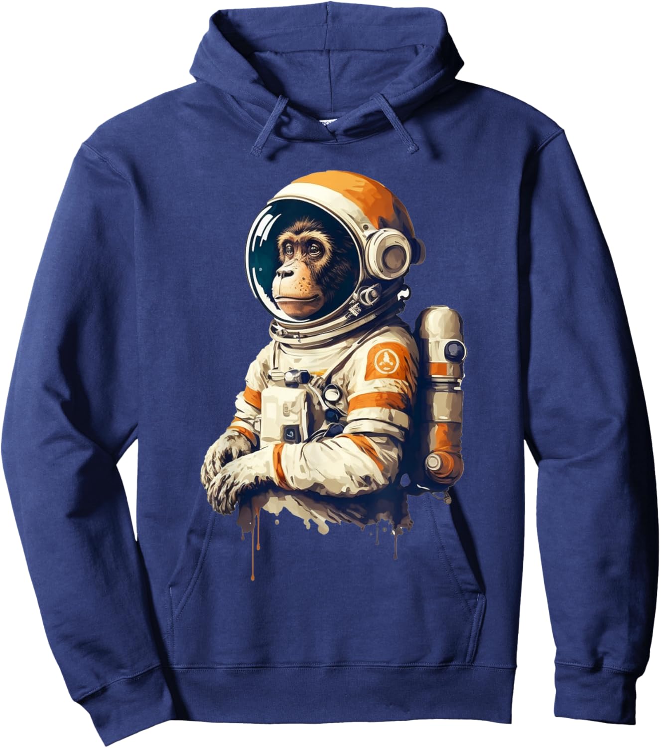 Retro Monkey Space Astronaut Chimp Art Funny Sci-Fi Design Hoodie - Hoodie | Navy