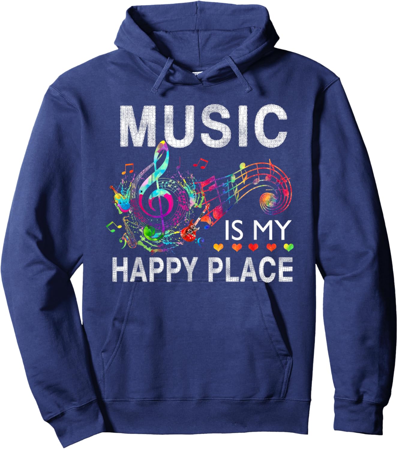 Music Is My Happy Place Inspiring Music Novelty Gifts Music Hoodie - Hoodie | Navy