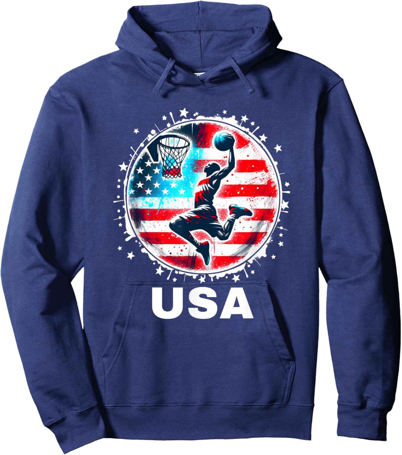 Basketball USA Go USA Team Shirt USA Flag Basketball Hoodie - Hoodie | Navy