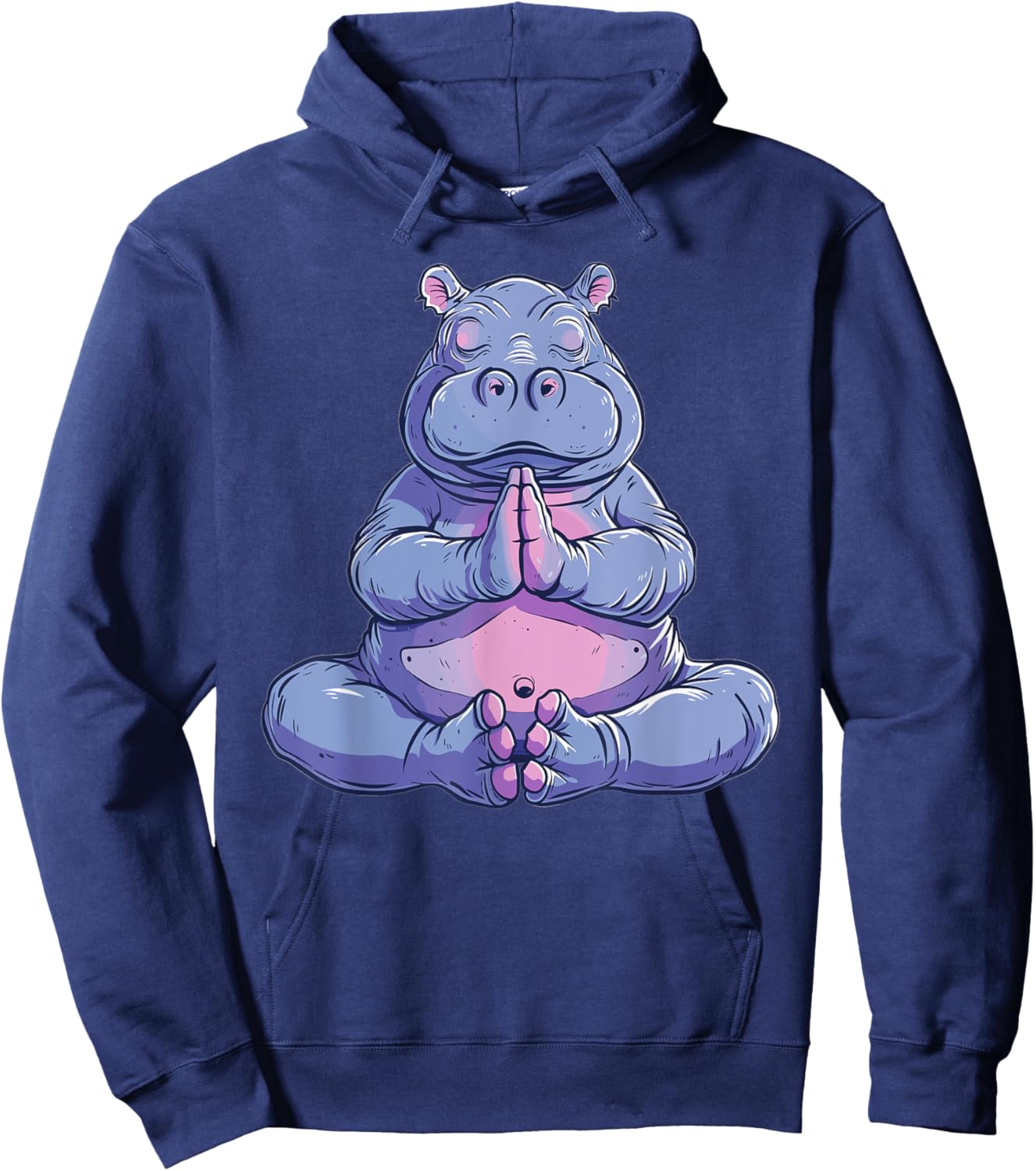 Cute Hippo Yoga Hoodie - Hoodie | Navy