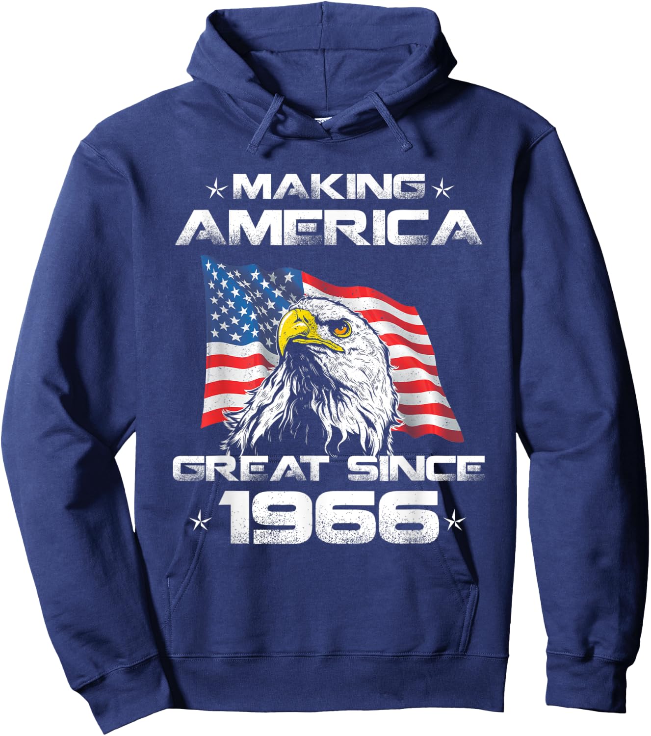 54th Birthday Gift USA Flag Making America Great Since 1966 Men Hoodie - Hoodie | Navy