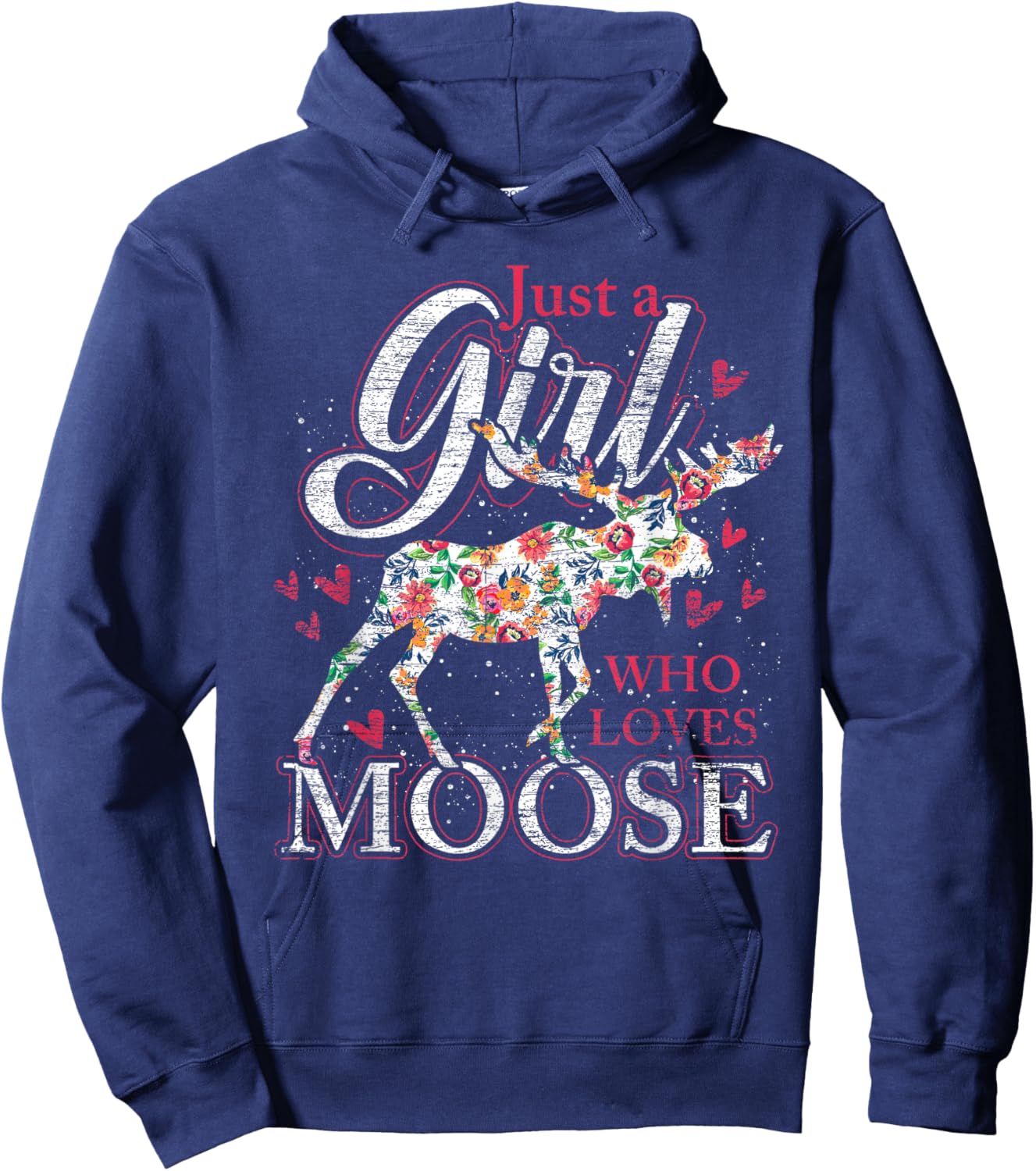 Nur EIN Mädchen das Elche liebt Sweden Animal Vintage Elk Hoodie - Hoodie | Navy
