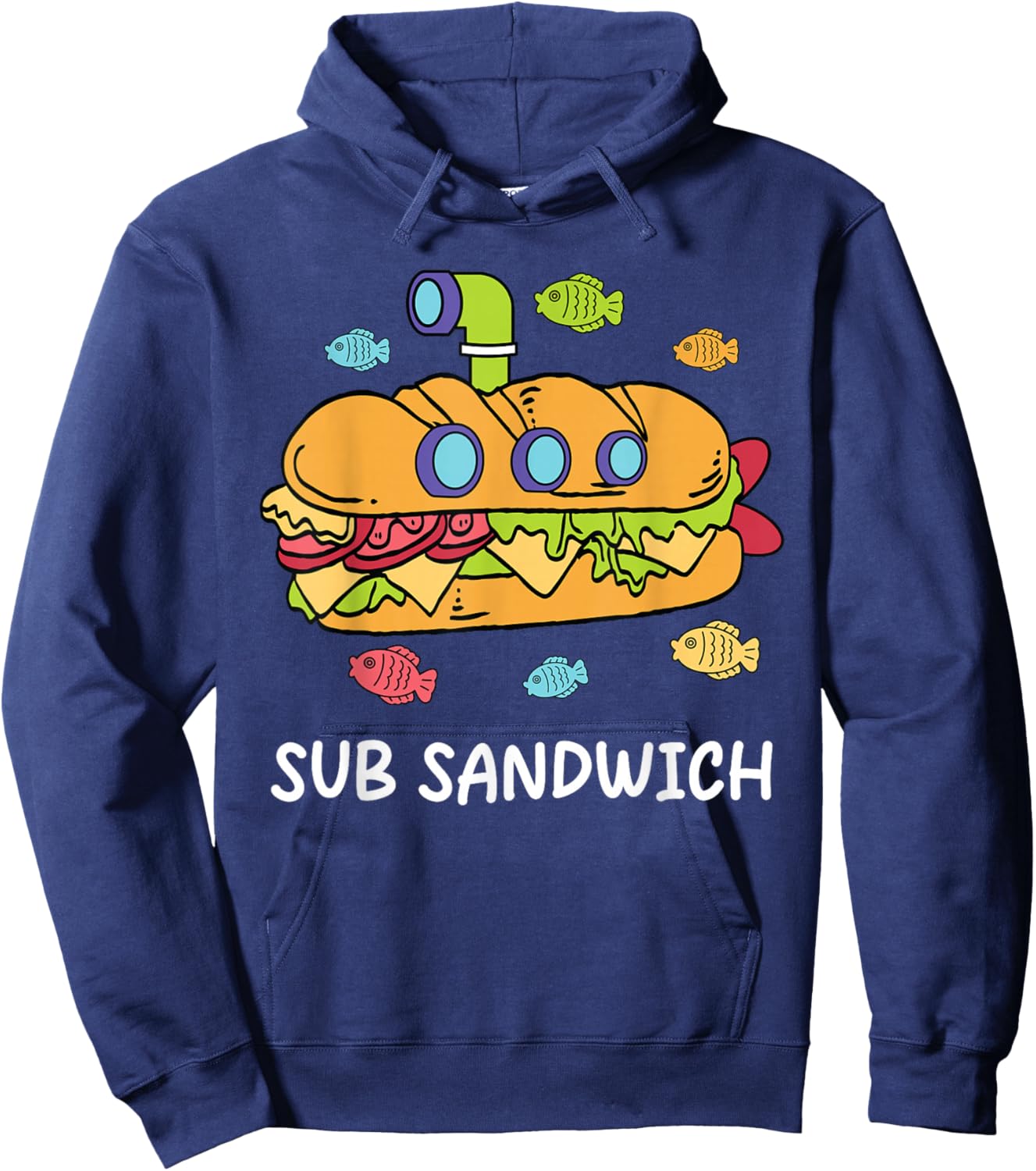 Funny Sub Sandwich Foodie Pun Gift Women Kids Boys Hoodie - Hoodie | Navy