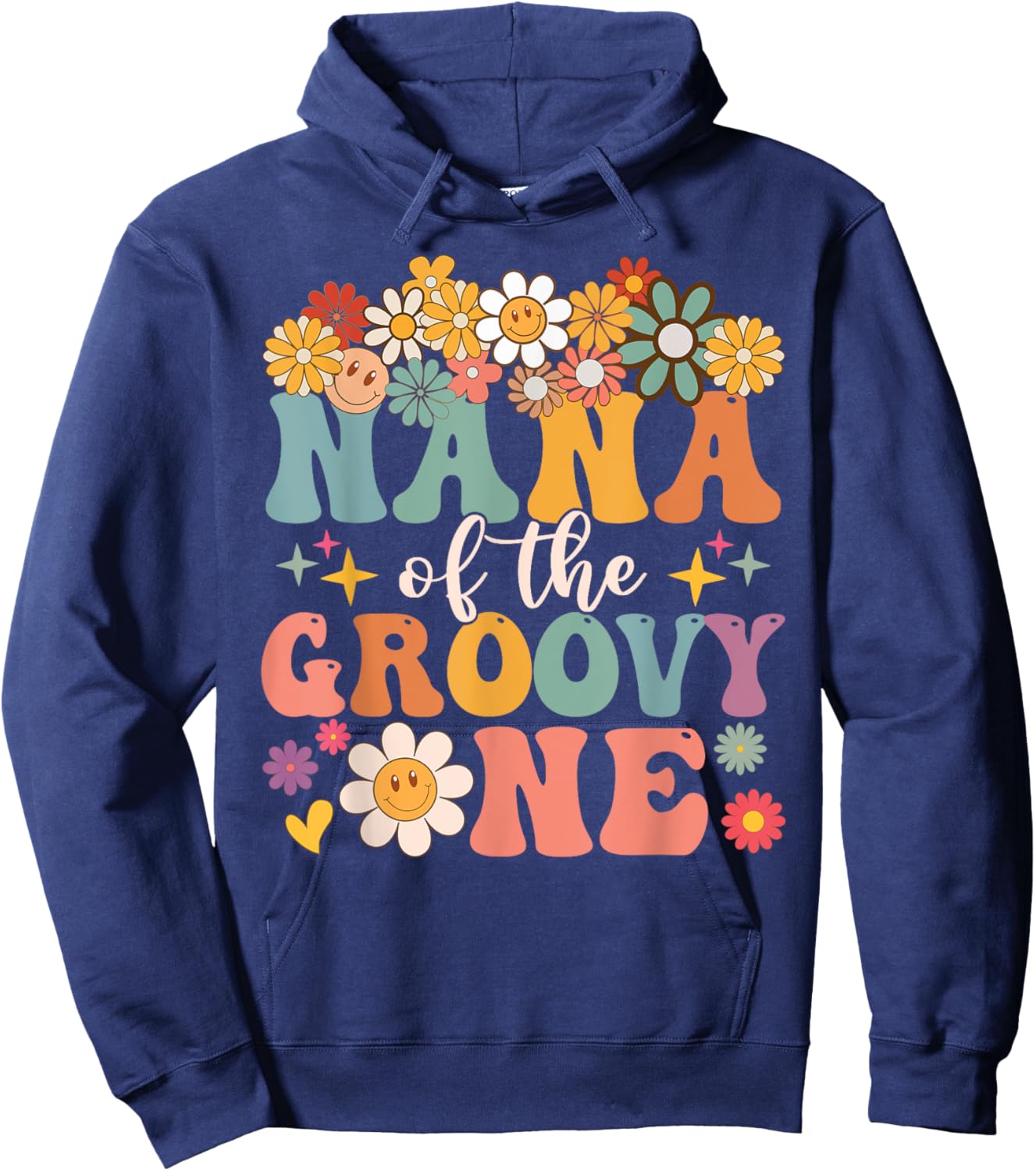 Retro Nana of Groovy One Matching Family 1st Birthday Party Hoodie - Hoodie | Navy