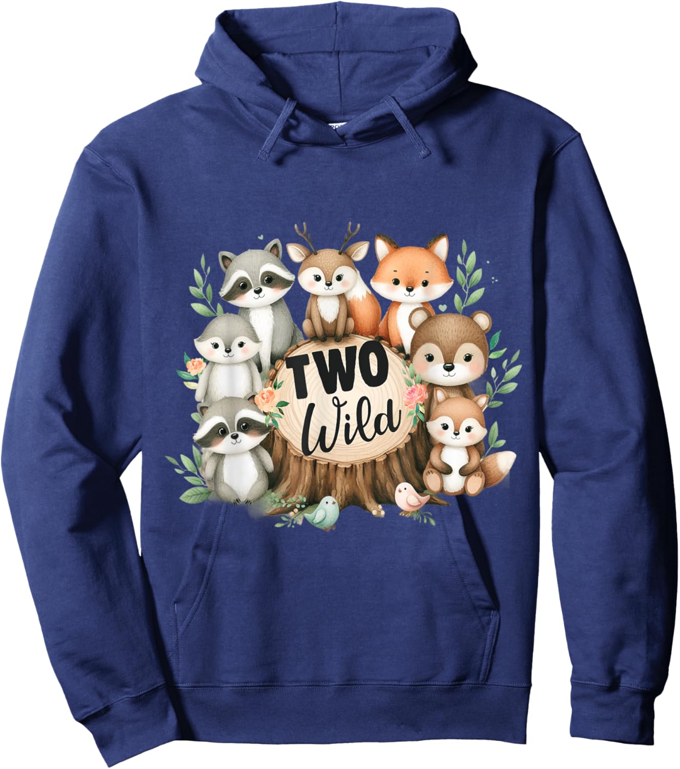 Two Wild Birthday Cute Woodland Animal Jungle 2nd Birthday Hoodie - Hoodie | Navy