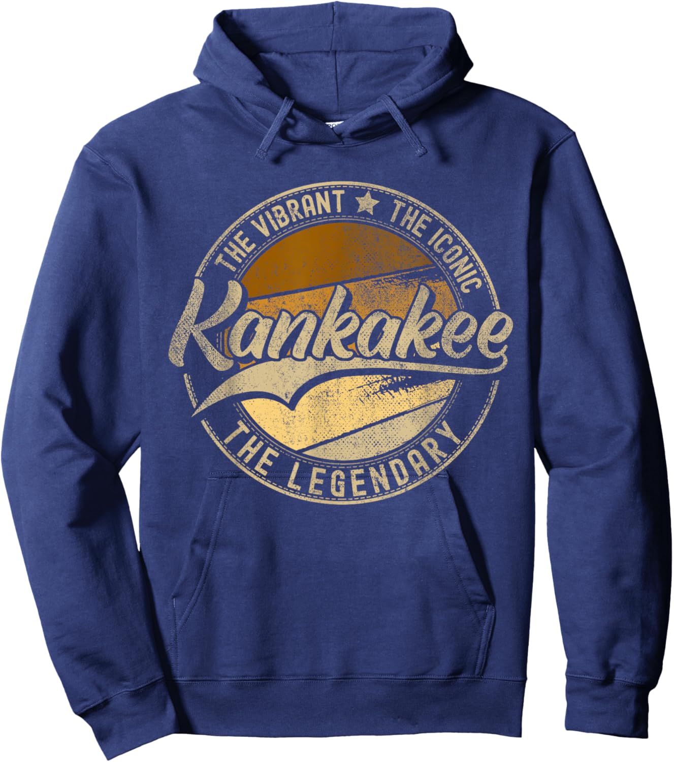 Kankakee IL | Illinois | Vintage Distressed Hoodie - Hoodie | Navy