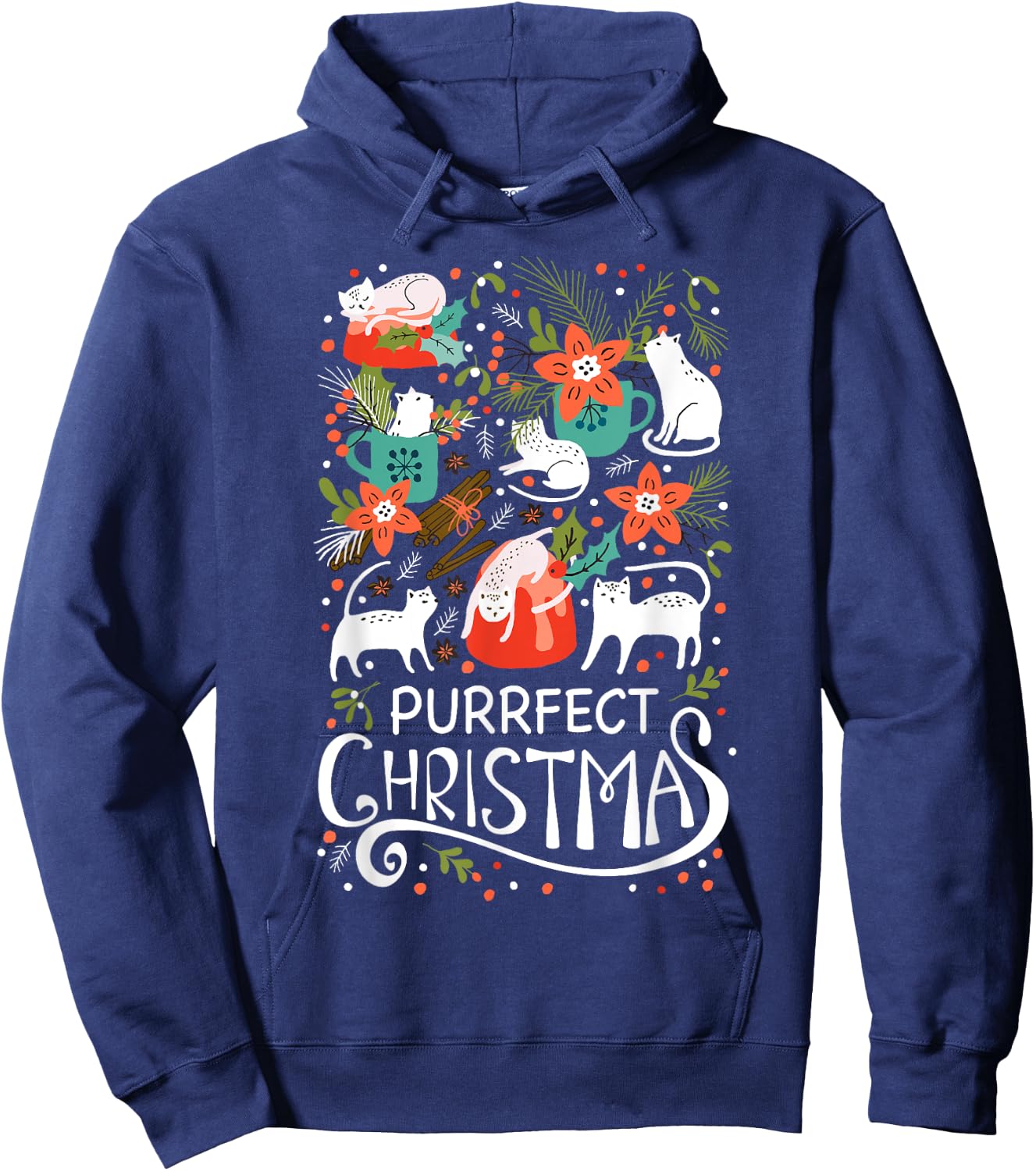 Cute Purrfect Christmas Cat Xmas Cat Lover Gift Men Women Kids Hoodie - Hoodie | Navy