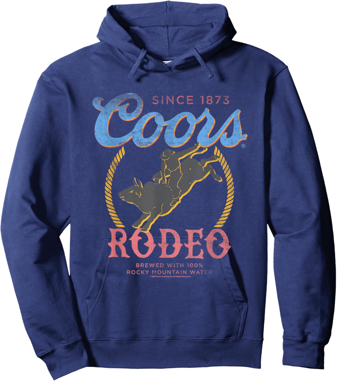 Coors Rodeo Since 1873 100% Rocky Mountain Water Vintage Hoodie - Hoodie | Navy