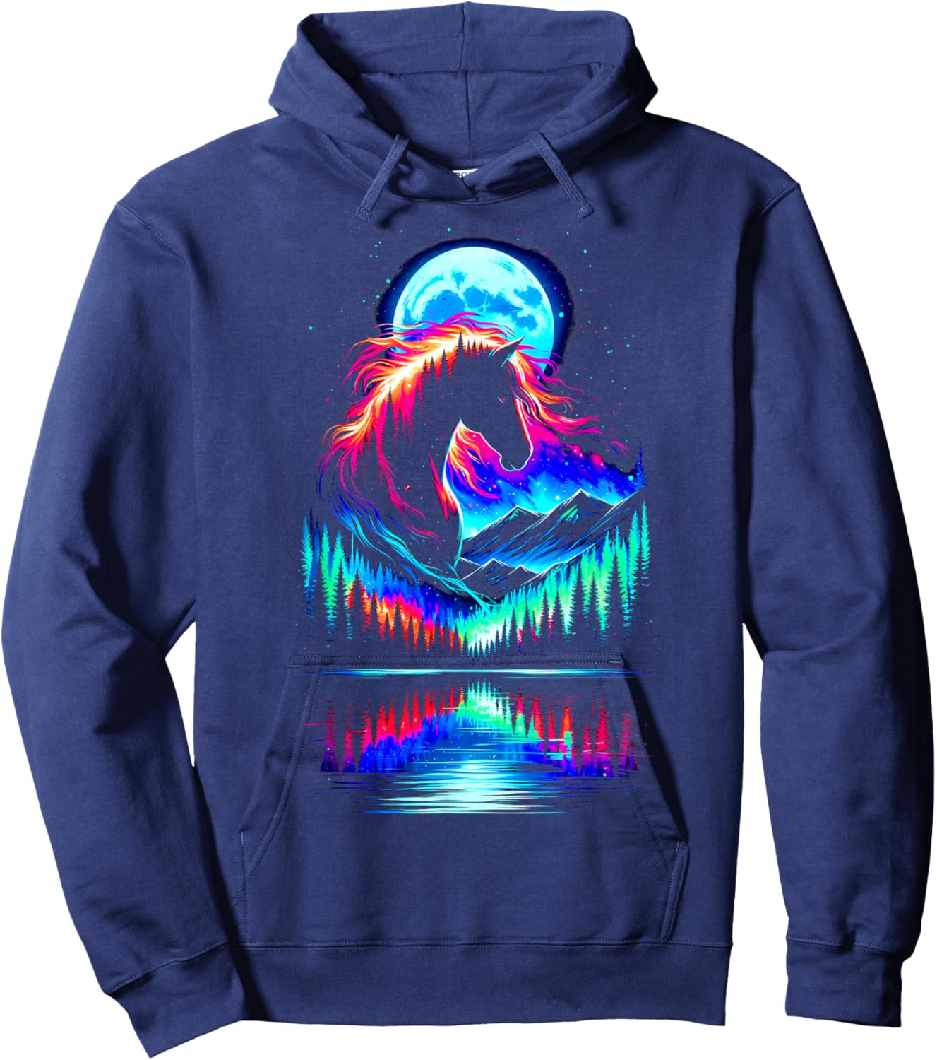 Colorful Horse Spirit Animal Cool Illustration Art Hoodie - Hoodie | Navy