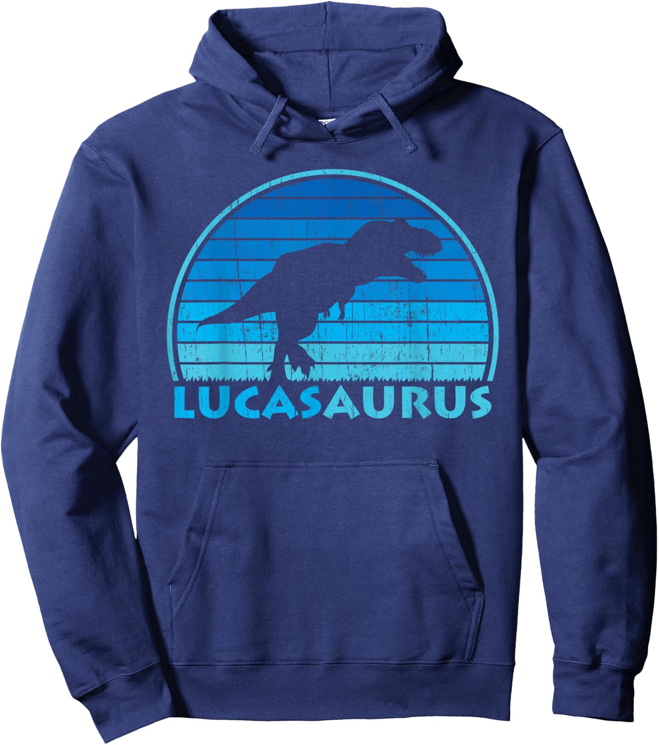 Lucas Saurus Dinosaurs Kids Name Gift Hoodie - Hoodie | Navy