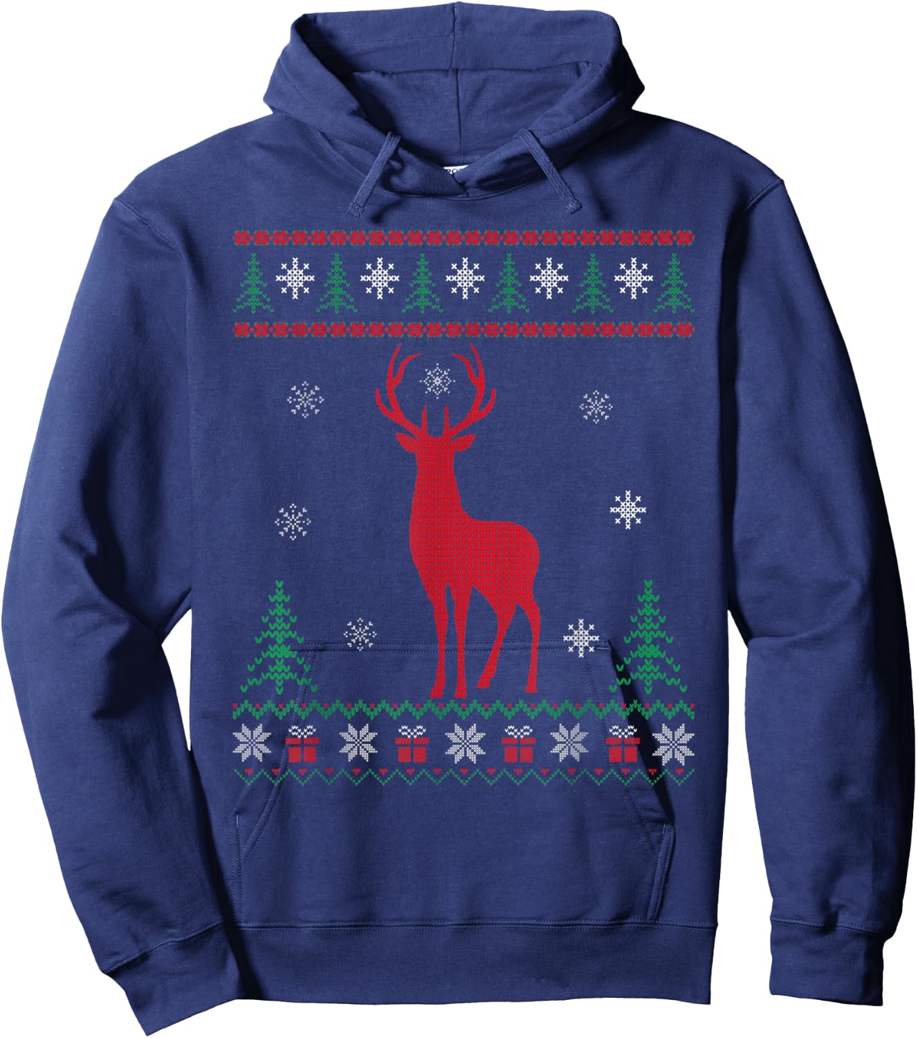 Xmas Matching Family Deer Lover Ugly Christmas Sweater Hoodie - Hoodie | Navy
