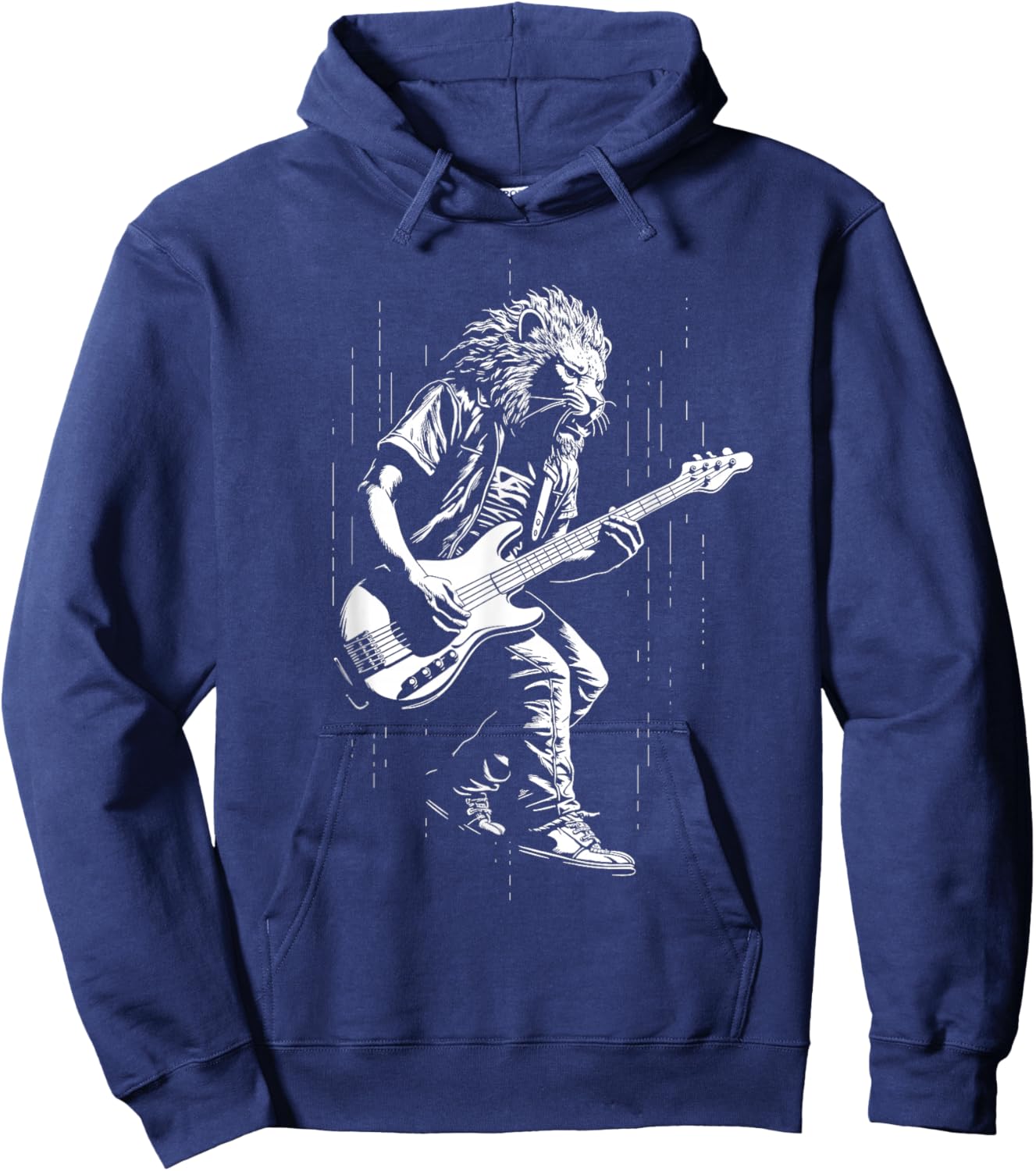 Guitarist Lion Music Bass Guitar Boys Men Kids Hoodie - Hoodie | Navy