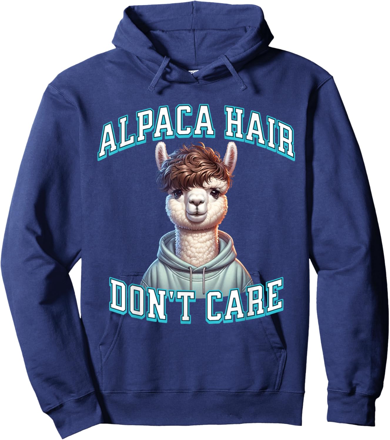 Alpaca Hair Gen Z Trendy Broccoli Haircut Perm Funny Meme Hoodie - Hoodie | Navy
