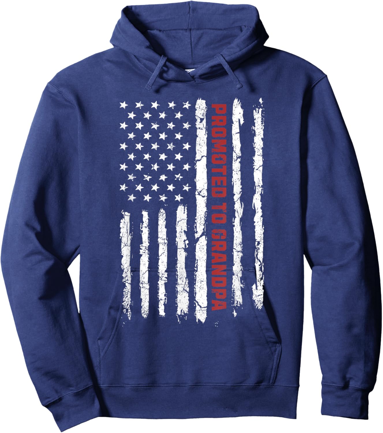 Promoted To Grandpa, First Time Grandpa American Flag Hoodie - Hoodie | Navy