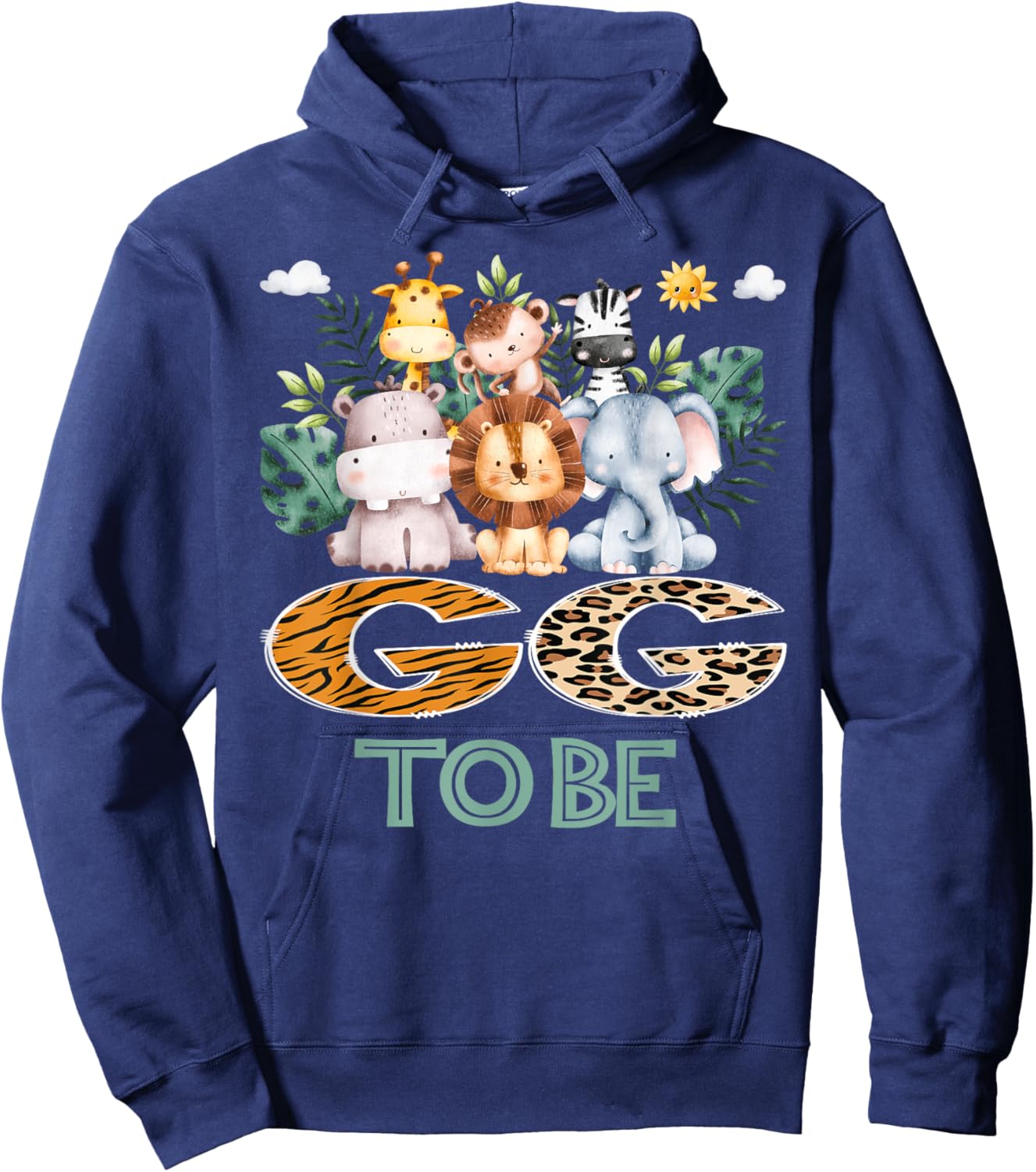 Soon To Be GG Jungle Animal Safari Gender Reveal Hoodie - Hoodie | Navy