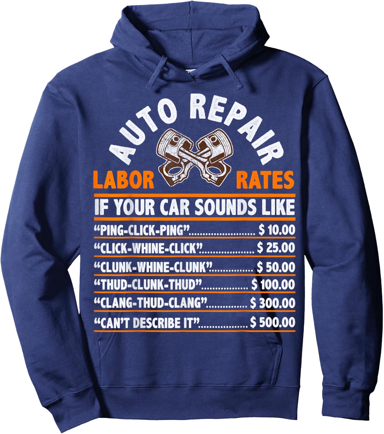 Funny Auto Mechanic Hourly Rate Car Mechanic Labor Rates Hoodie - Hoodie | Navy