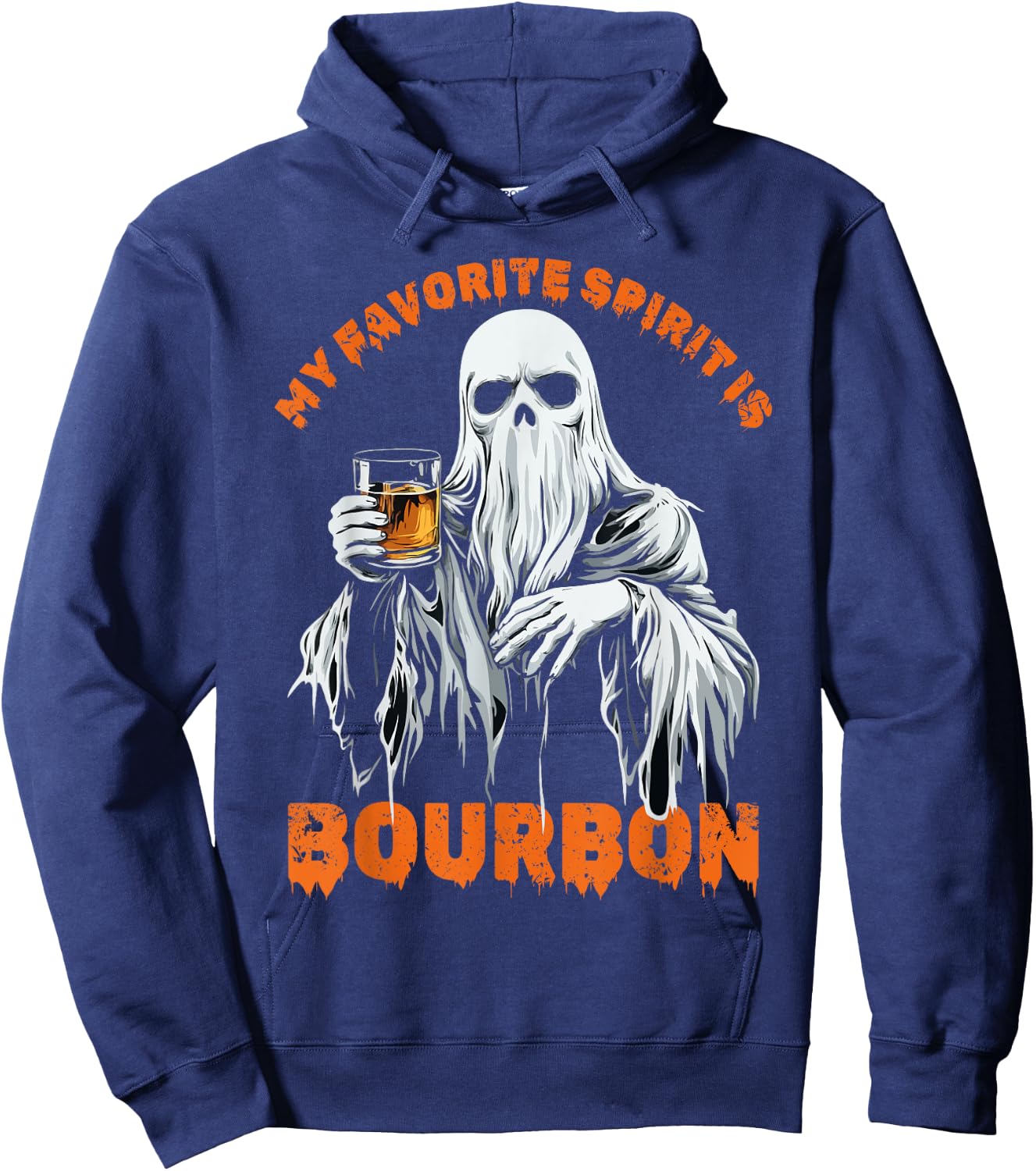 My Favorite Spirit Is Bourbon Halloween Ghost Costume Hoodie - Hoodie | Navy