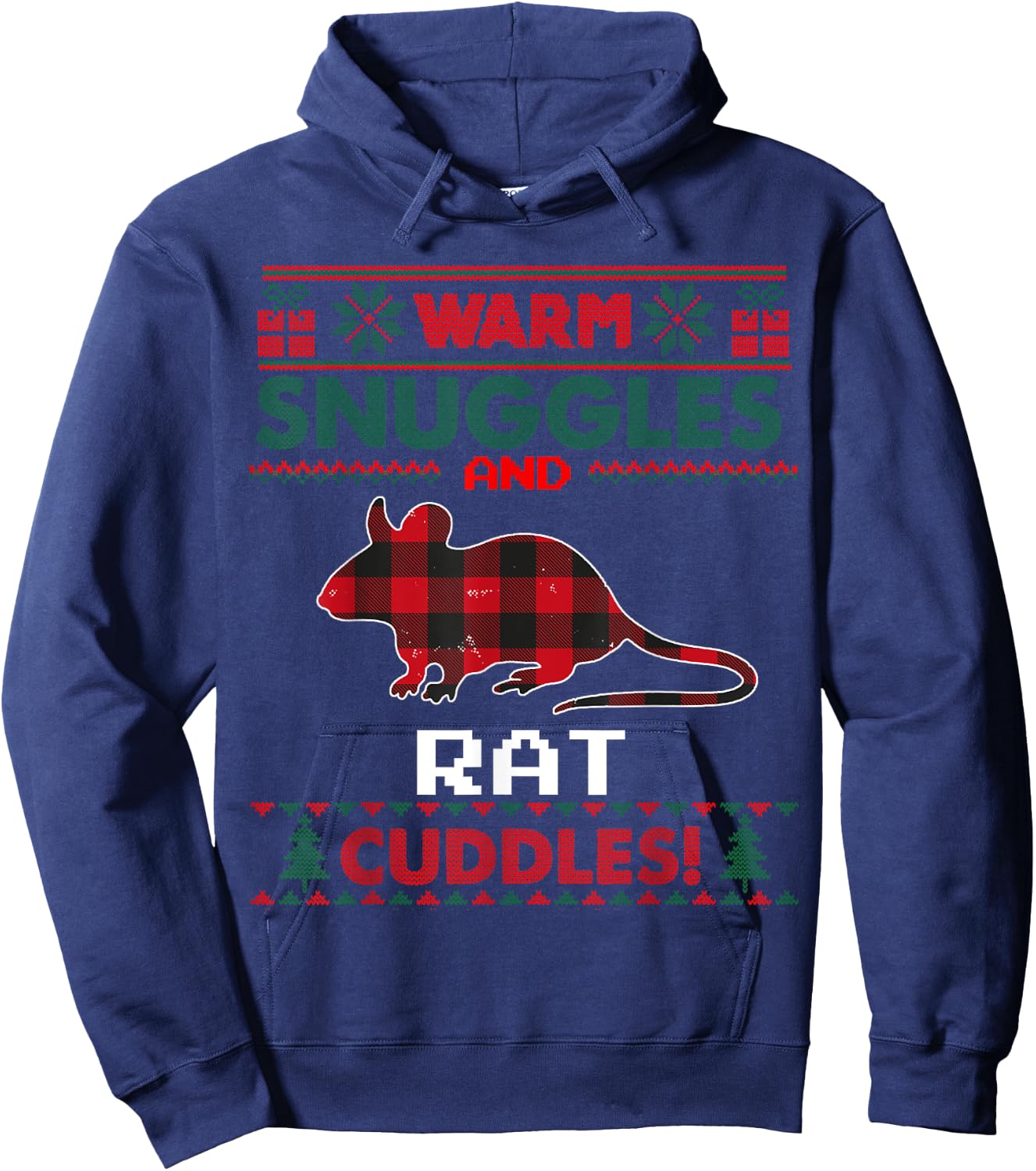 Rat Christmas Pajama Shirt Rat Lovers Ugly Christmas Sweater Hoodie - Hoodie | Navy