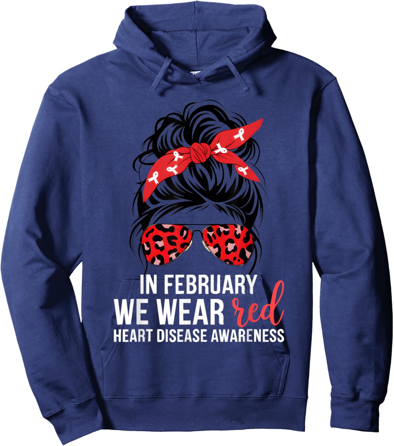 in February We Wear Red CHD Heart Disease Awareness Women Hoodie - Hoodie | Navy