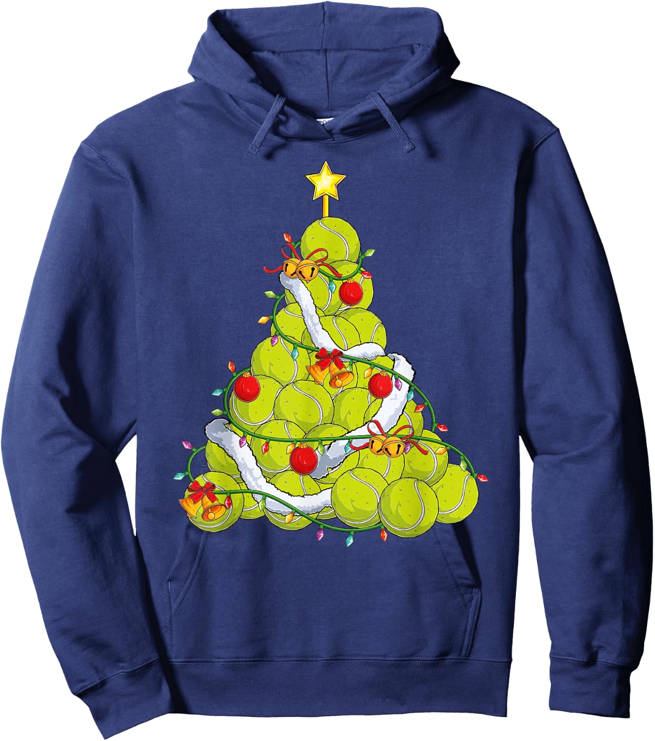 Tennis Christmas Tree Xmas Pajamas player coach Men Women Hoodie - Hoodie | Navy