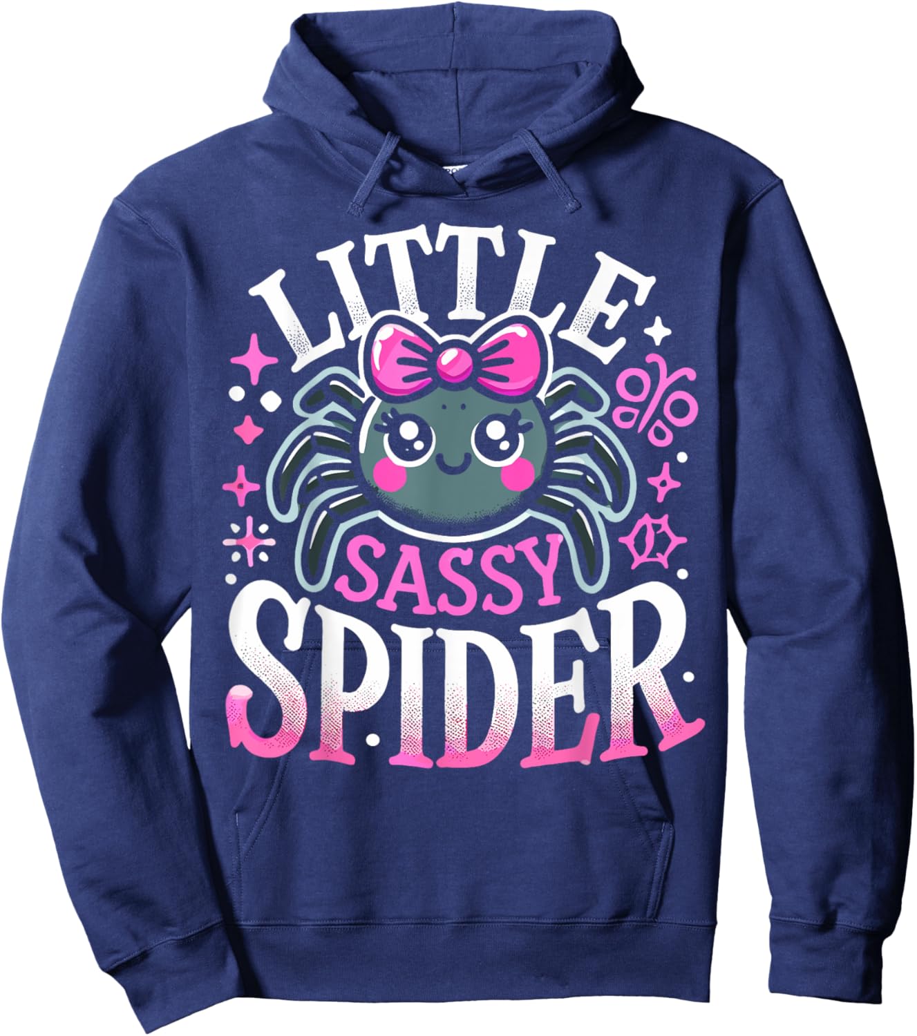 Kids Little Sassy Spider Girls Cute Spider Halloween Decor Hoodie - Hoodie | Navy