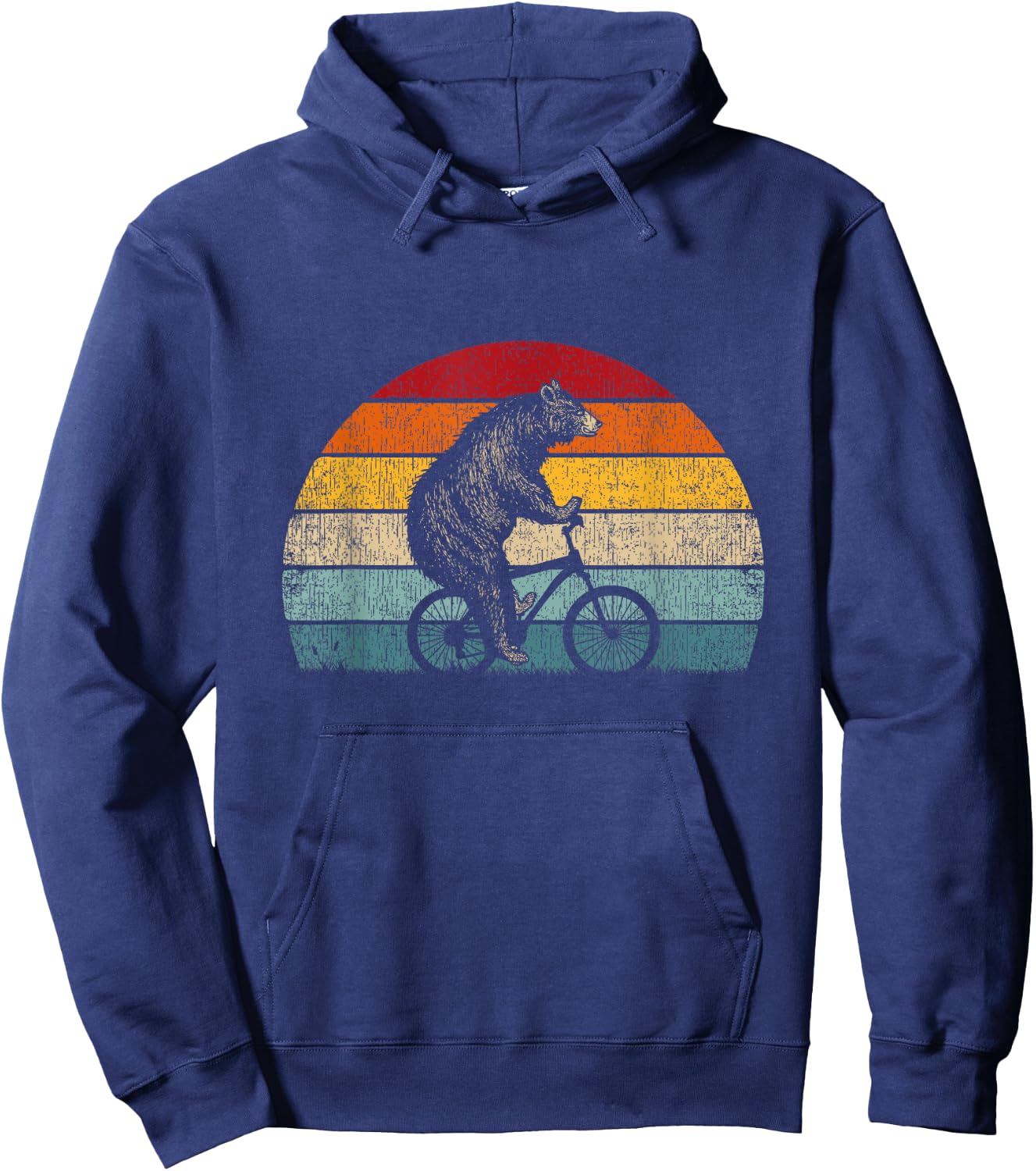 Funny Bear Cycling Bike Retro Graphic Bicycle Hoodie - Hoodie | Navy